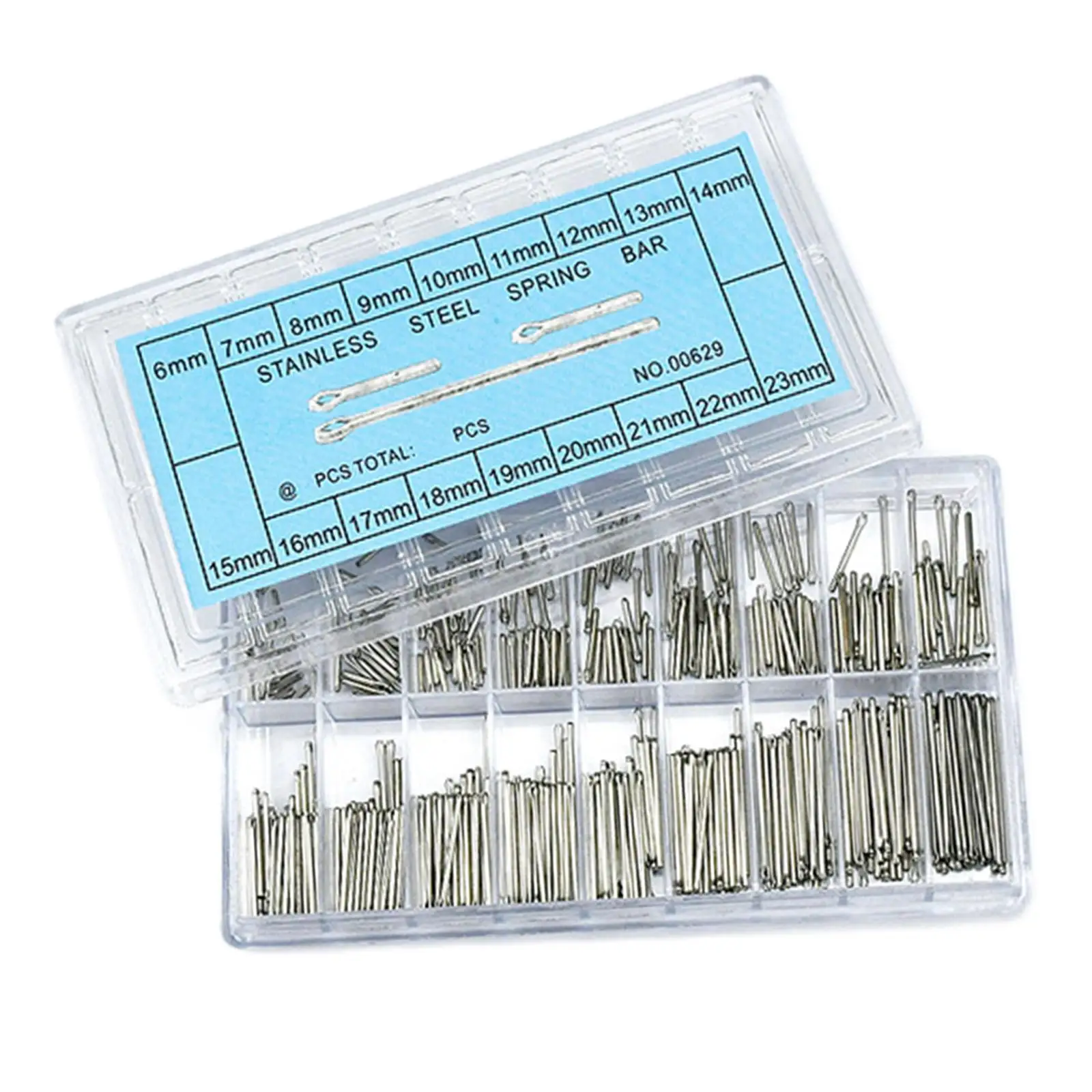 360Pcs Metal Watch Band Link Pins 6-23mm Watchmaker Beads Split Pin, Hairpin, Repair Tools, Organized in A Box Straight Pin