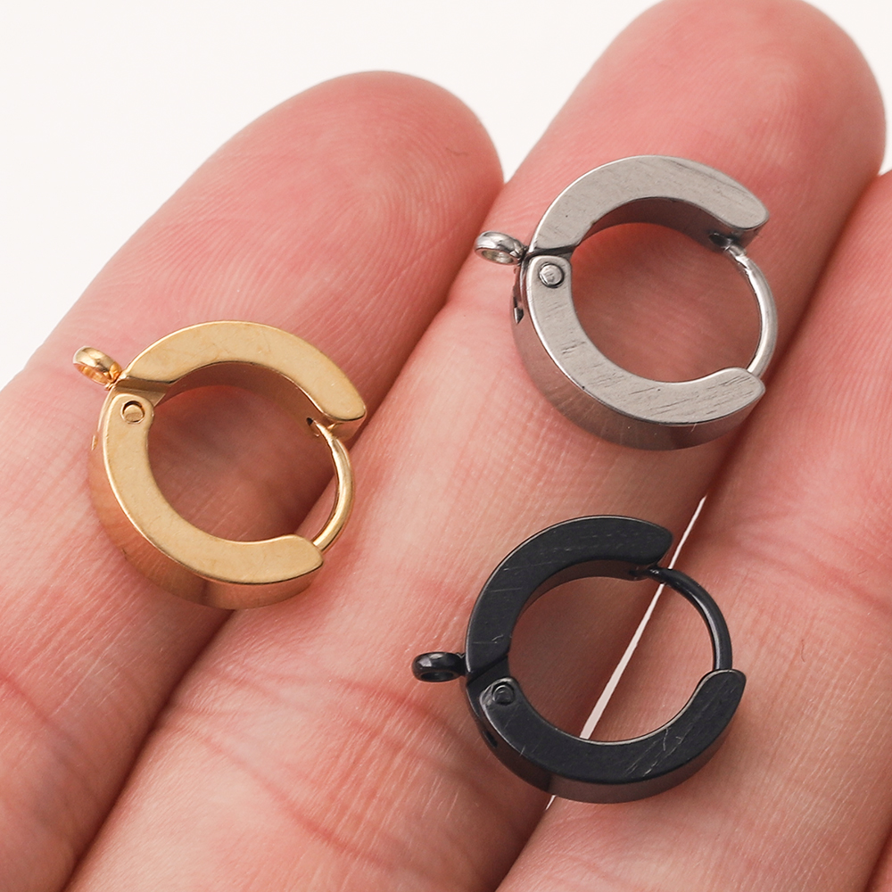 10 stücke 13*15mm Gold-Platte Edelstahl Ohrringe Haken Schwarz Verschlüsse für Schmuck Machen Lieferungen Frauen DIY Großhandel Zubehör – Detail 8