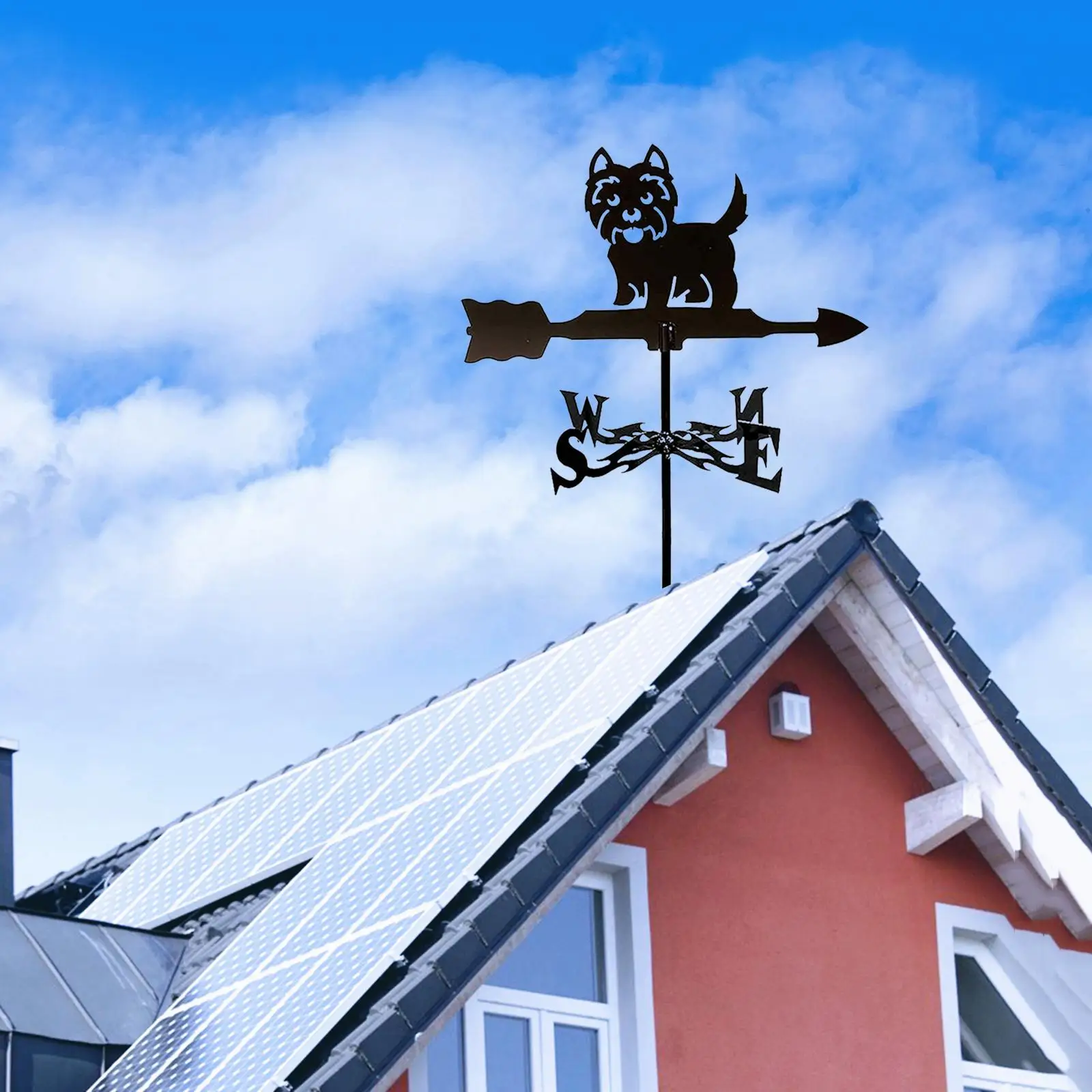 Classic Weather Vane with Silhouette Figurine Roof Mount Measuring Tools Wind Direction Indicator for Yard Farm Garage Ornament