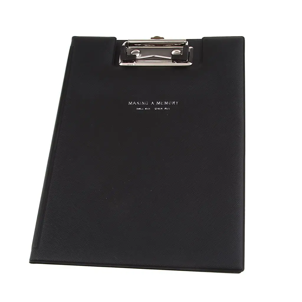 File Folder Paper Organizer Document Holder Writing Pad Black PU Leather