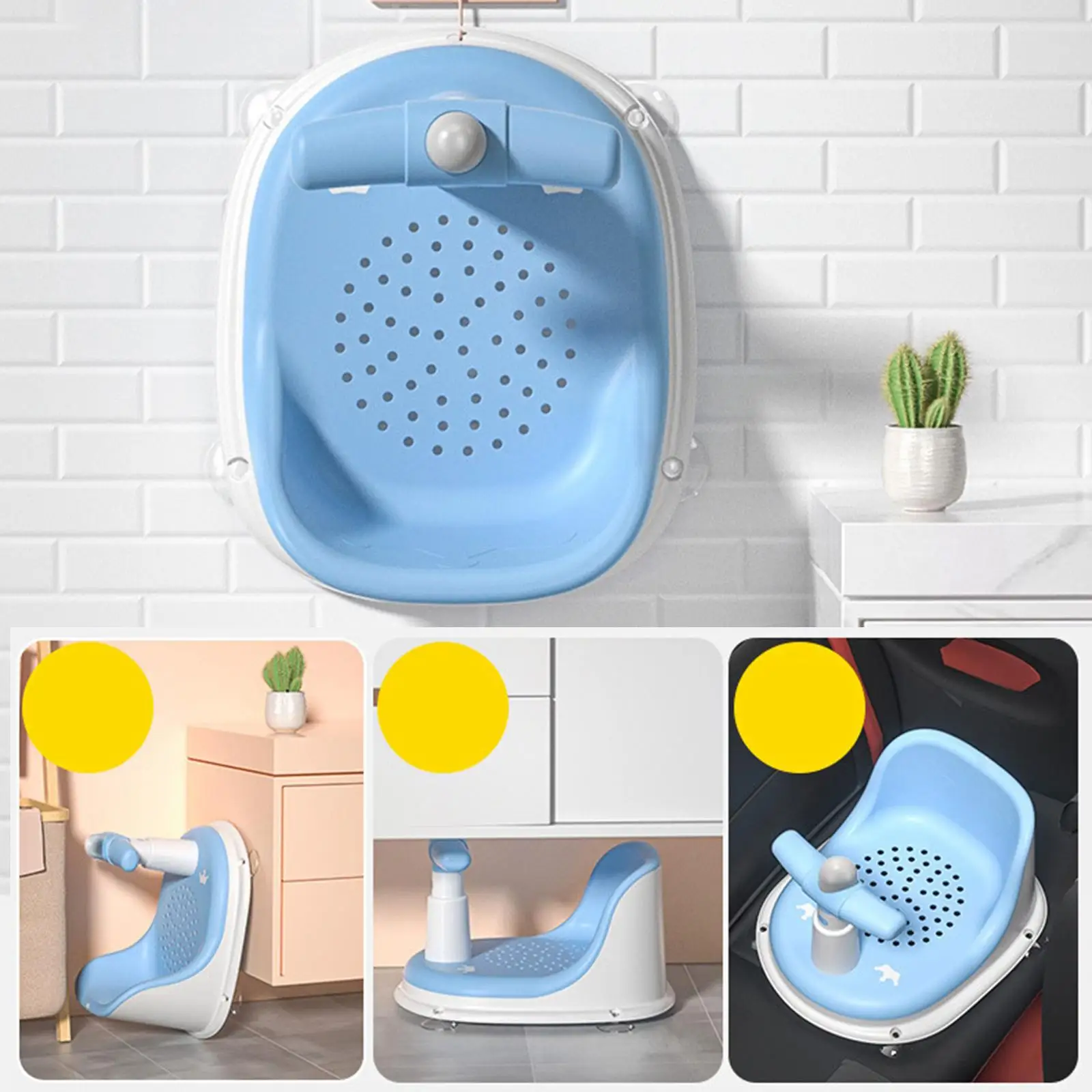 Baby Bath Seat with Secure Suction Cups Soft Mat Comfortable Fashionable for Travel