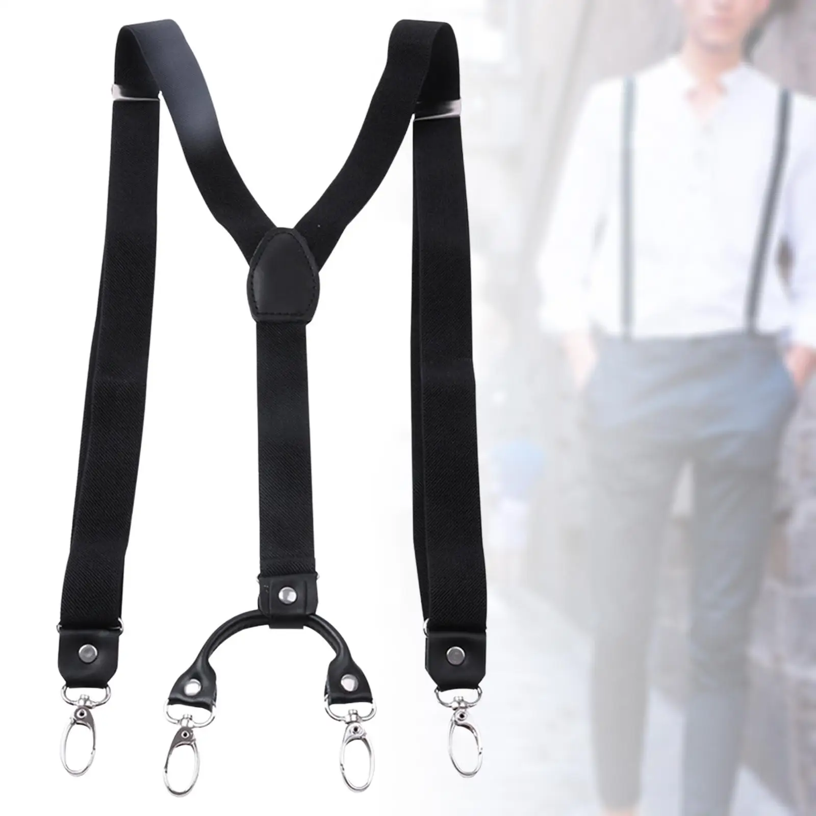 Suspenders for Men with 4 Swivel Hooks Y Back Construction Heavy Duty Belt Loops Elastic Adjustable Pants Braces for Work Casual