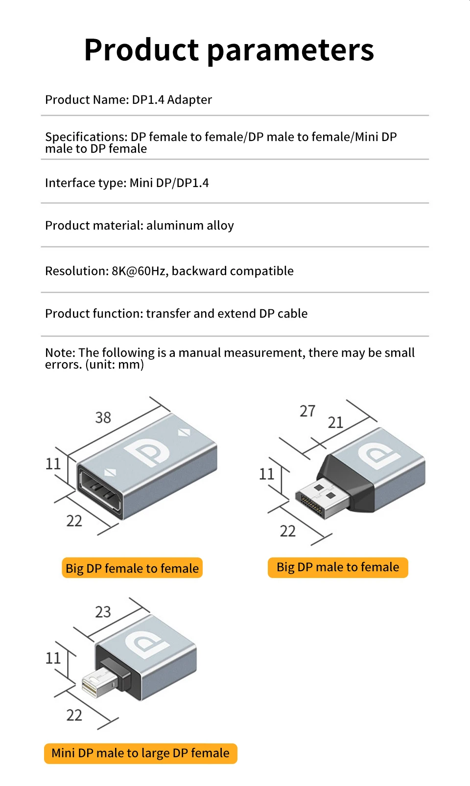 Title 3, 8k 4k displayport para mini adaptador displaypo...