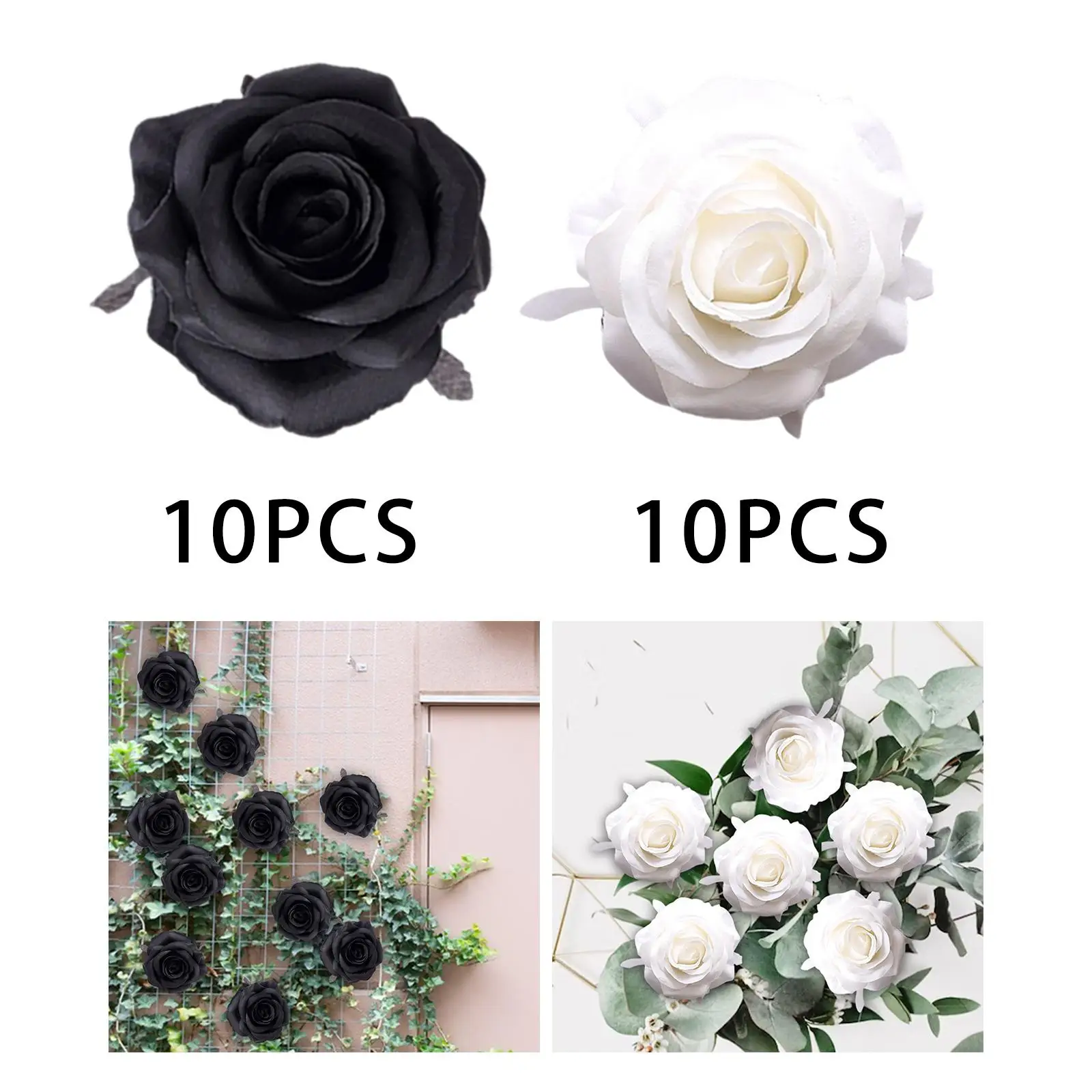 10Pcs Artificial Silk Flower Heads Floral Arrangements for Party Craft