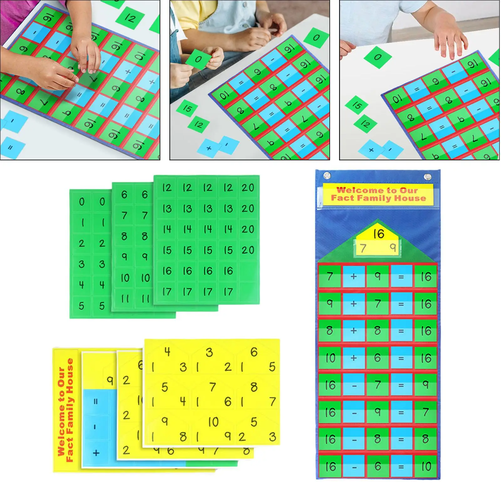 Daily Math Calendar Classroom Pocket Chart Addition Subtraction Learning for Daily Math Activities Hanging Bag for Preschool