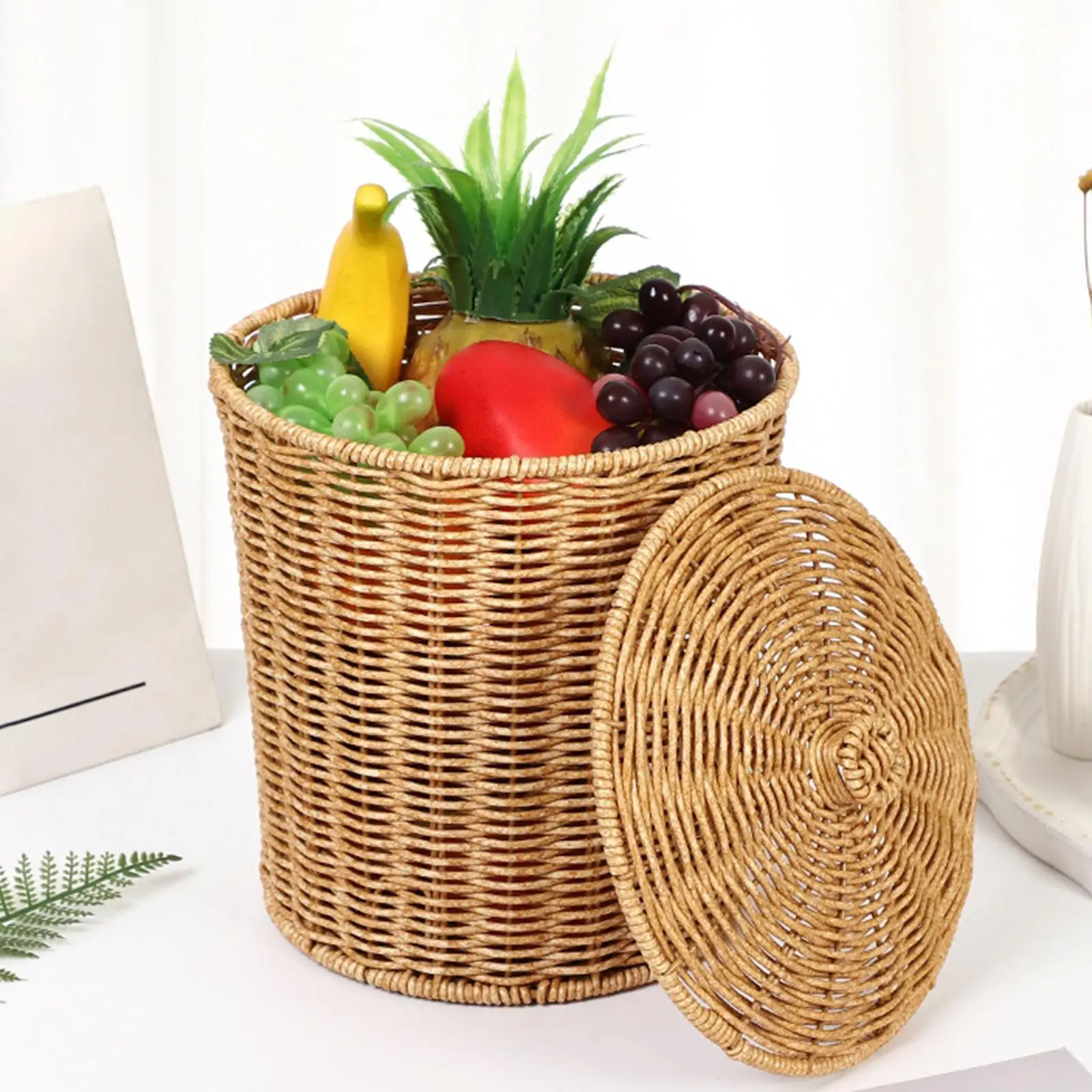 Imitation Rattan Basket Multipurpose Woven Basket for Playroom Nursery Home