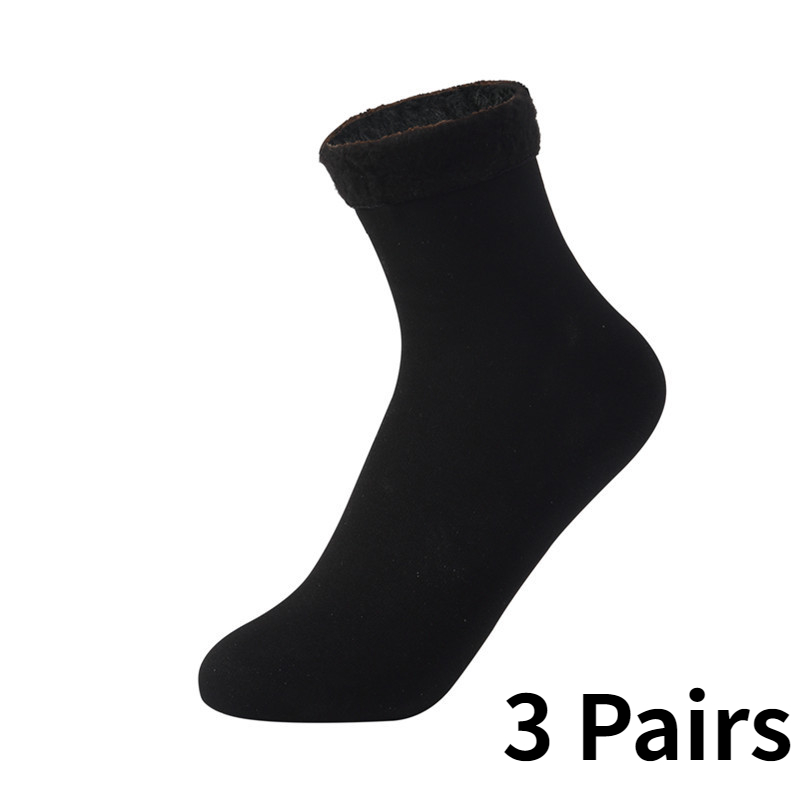 3 Paare/los Einfarbig Winter Warme Männer Frauen Socken Pack Set Verdicken Thermische Weiche Plus Samt Socken Casual Hause Boden Schnee socke – Detail 5