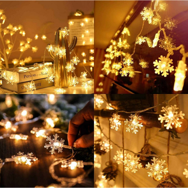 Snowflake LED Lights Christmas Decoration Home Xmas Tree Hanging Garland Christmas Ornaments 2023 New Year Gift 2024