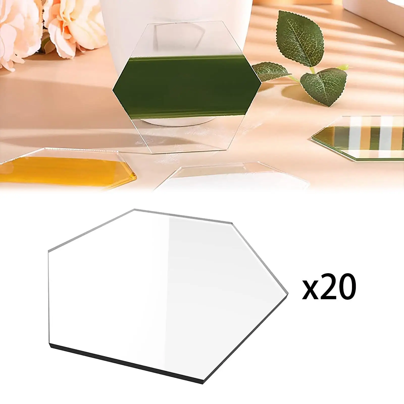 20 Pieces Clear Acrylic Place Cards Guest Name Signs DIY Name  Card Clear Acrylic Hexagonal Place Cards for Restaurant 