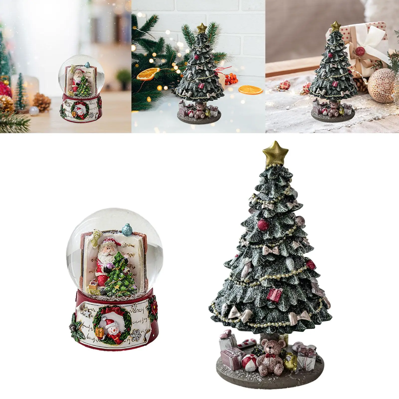 Christmas Music Box Rotatable Collectable Figurine Toy Christmas Scene Xmas Musical Box for Desktop Holiday Indoor Bedroom Home