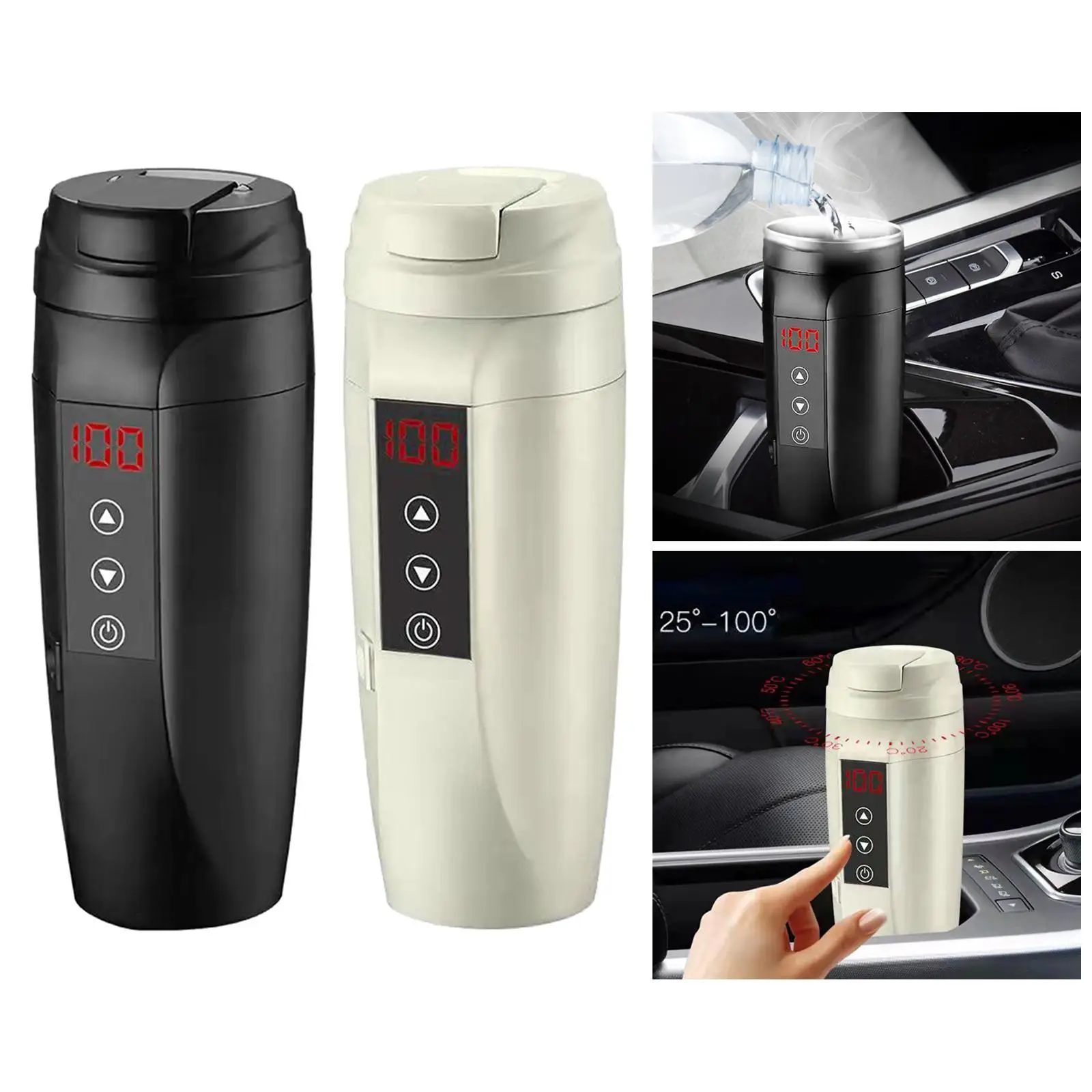 Electric Car Kettle Boiler 12V/24V Heating Cup Touch Control Fits for Travel
