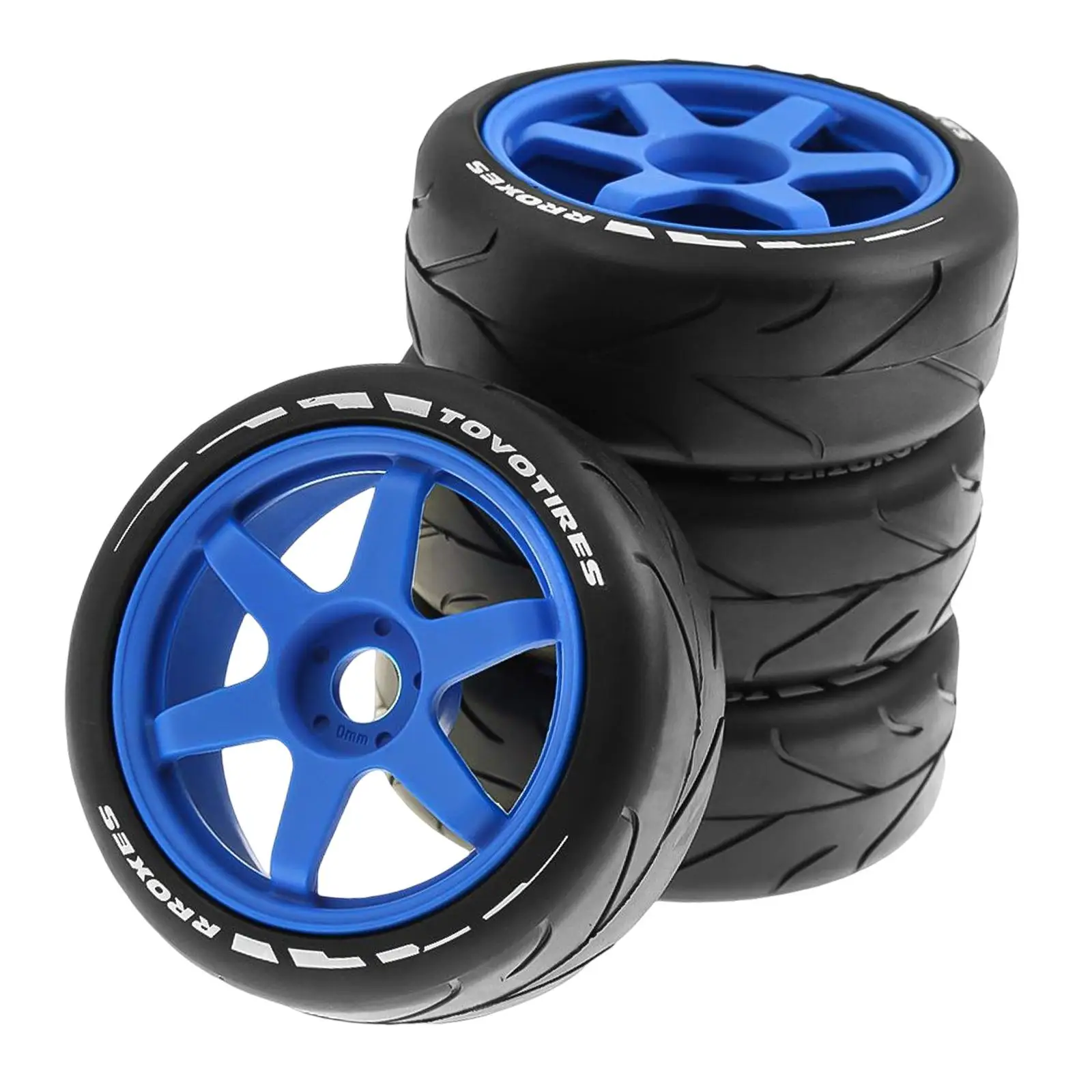 4 Pieces Rubber Wheel Rim and Tires Replacements for 1:8 Scale Trucks Crawler RC Car DIY Accessory