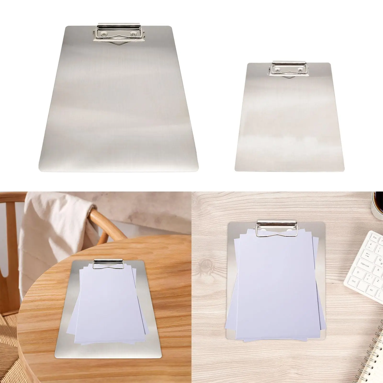Menu Bill Folder Clipboard Silver Menu Covers Serves Stainless Steel Document Holder for Classroom Drawing Business Forms Notes