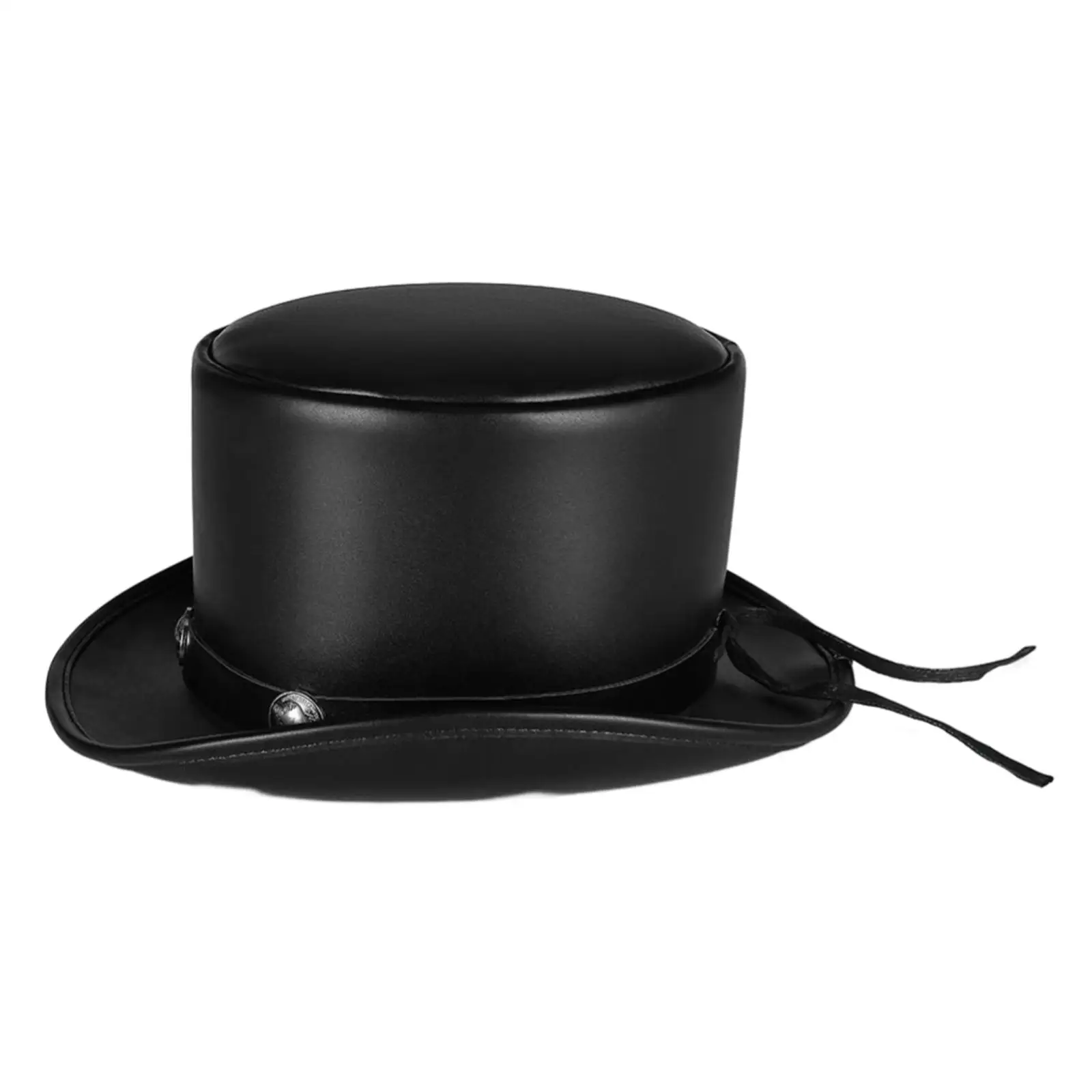 Unisex Magician Top Hat One Size Fits Most Adults Stovepipe Victorian Leather Headwear with Rivet for Men Showman Costume Circus
