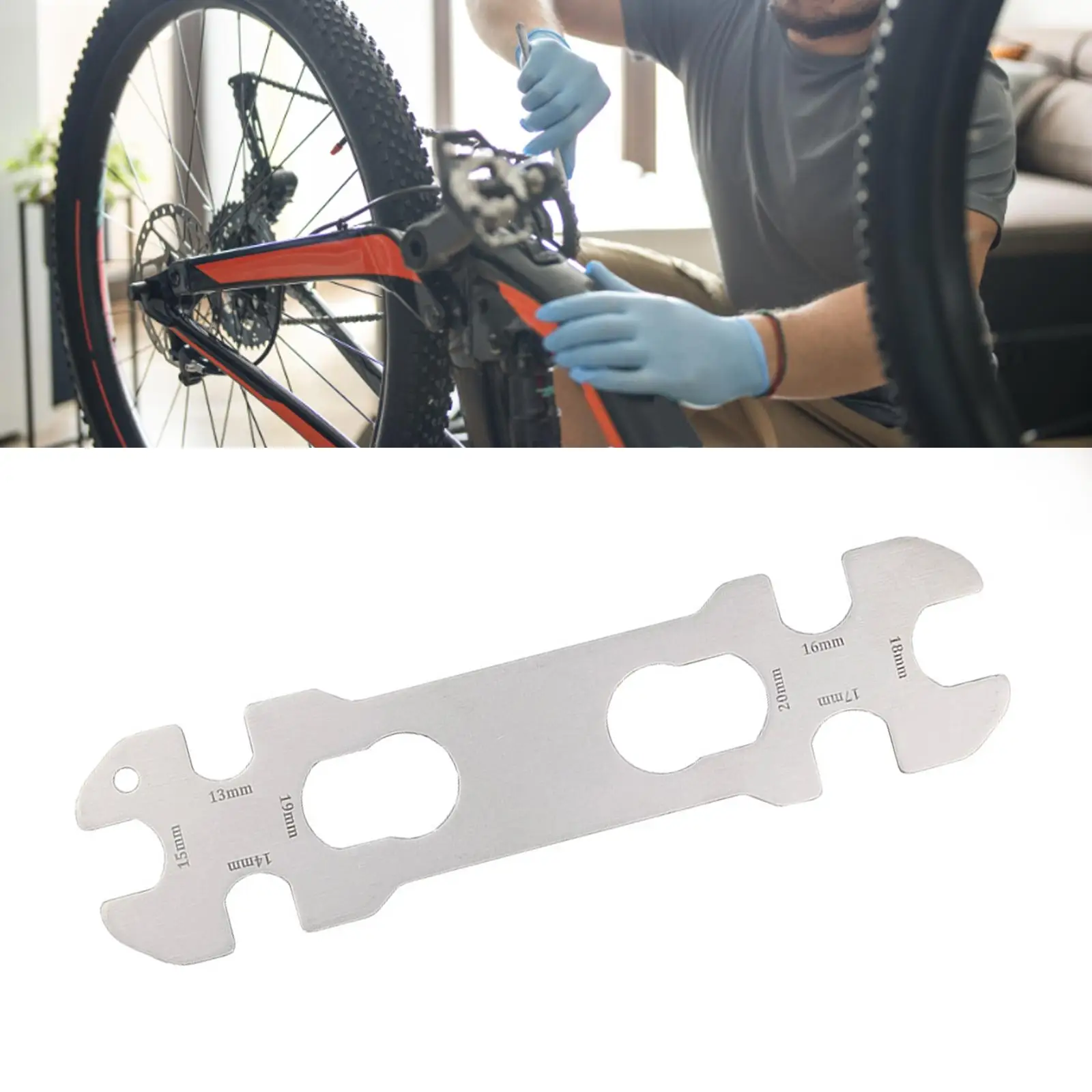 Bike Hub Wrench 13-20mm Stainless Steel Portable Bicycle Cone Hub Wrench Bicycle Hub Tool for Mountain Bike Road Bicycle Cycling