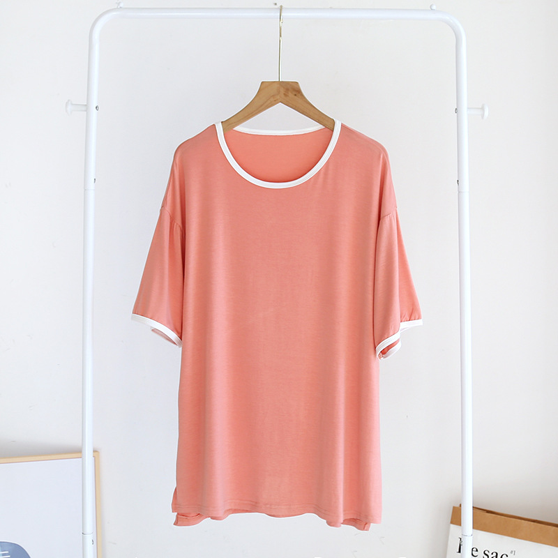 Neue Sommer-Damen-Pyjamas aus Modal, Kurzarm-T-Shirt, Einteiler, Kurzarm, Übergröße, Mehrfarbig, Lässige Homewear-Oberteile – Detail 9