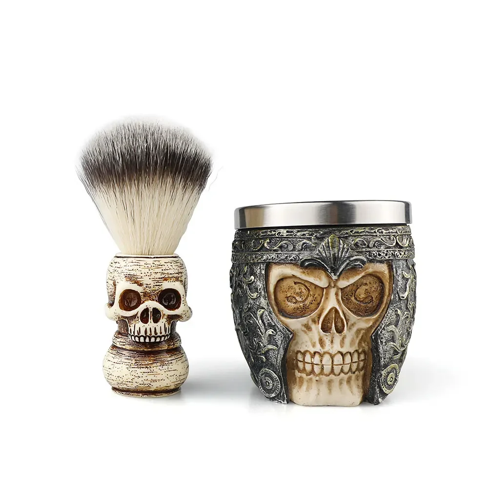 Best of Barber Shop Fashion High-end Skull Design Shaving Brush Foaming Soap Bowl Set Men&#039;s Beard Facial Cleansing Tool Shaving Tool Set Reviews & Tips