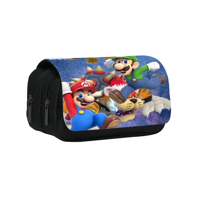 Super Mario Bros Cartoon astuccio a doppio strato Mario Anime figure cancelleria  borsa portamatite di grande capacità regali per studenti