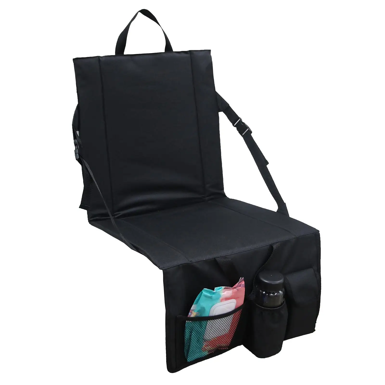 Foldable Stadium Chair with Pocket Padded Cushion Sit Mat Wide Lightweight Oxford Cloth Camping Trekking Outdoor Travel