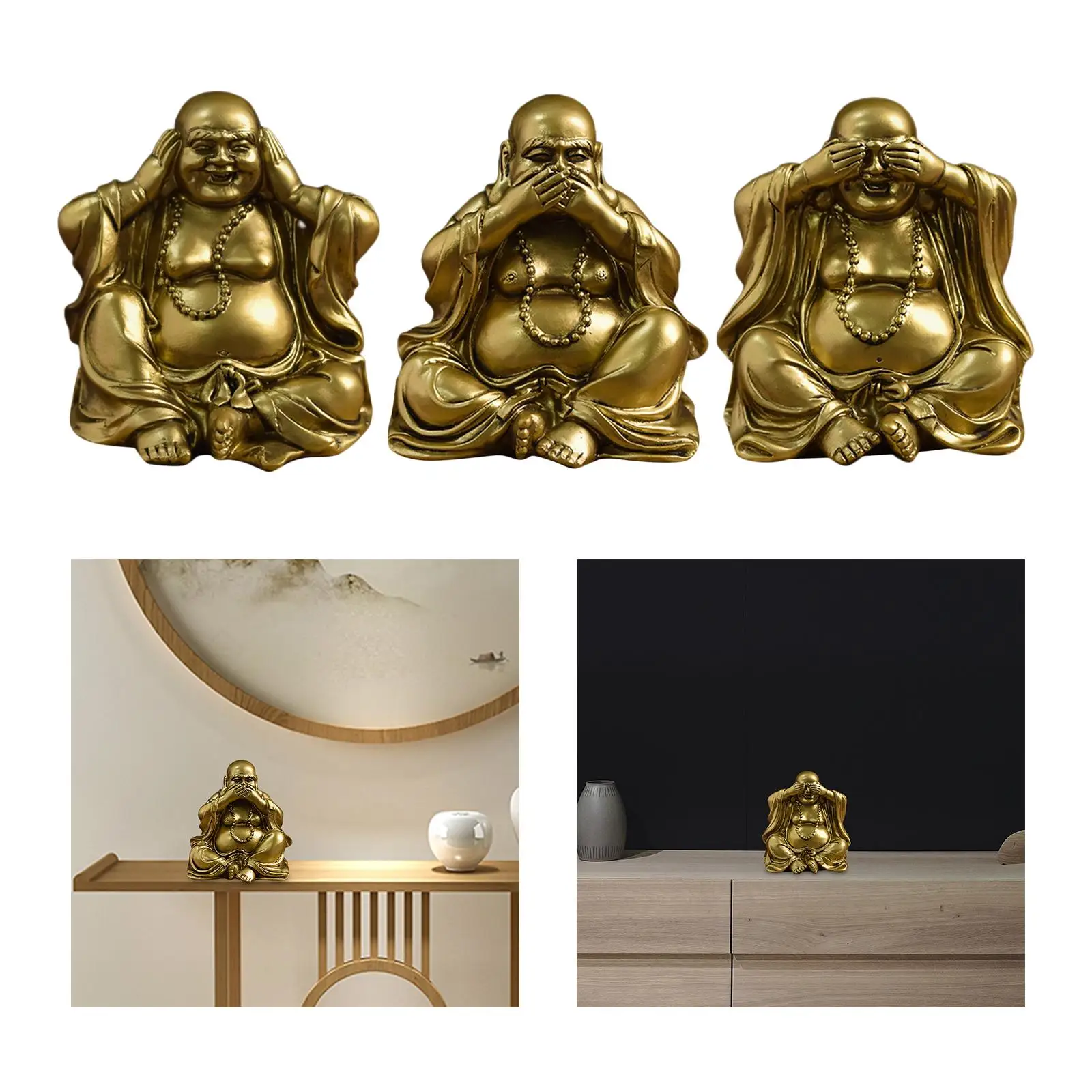 Maitreya Buddha Statue Collectible Resin Traditional Table Buddhist Sculpture for Party Bookshelf Living Room Bedroom Restaurant