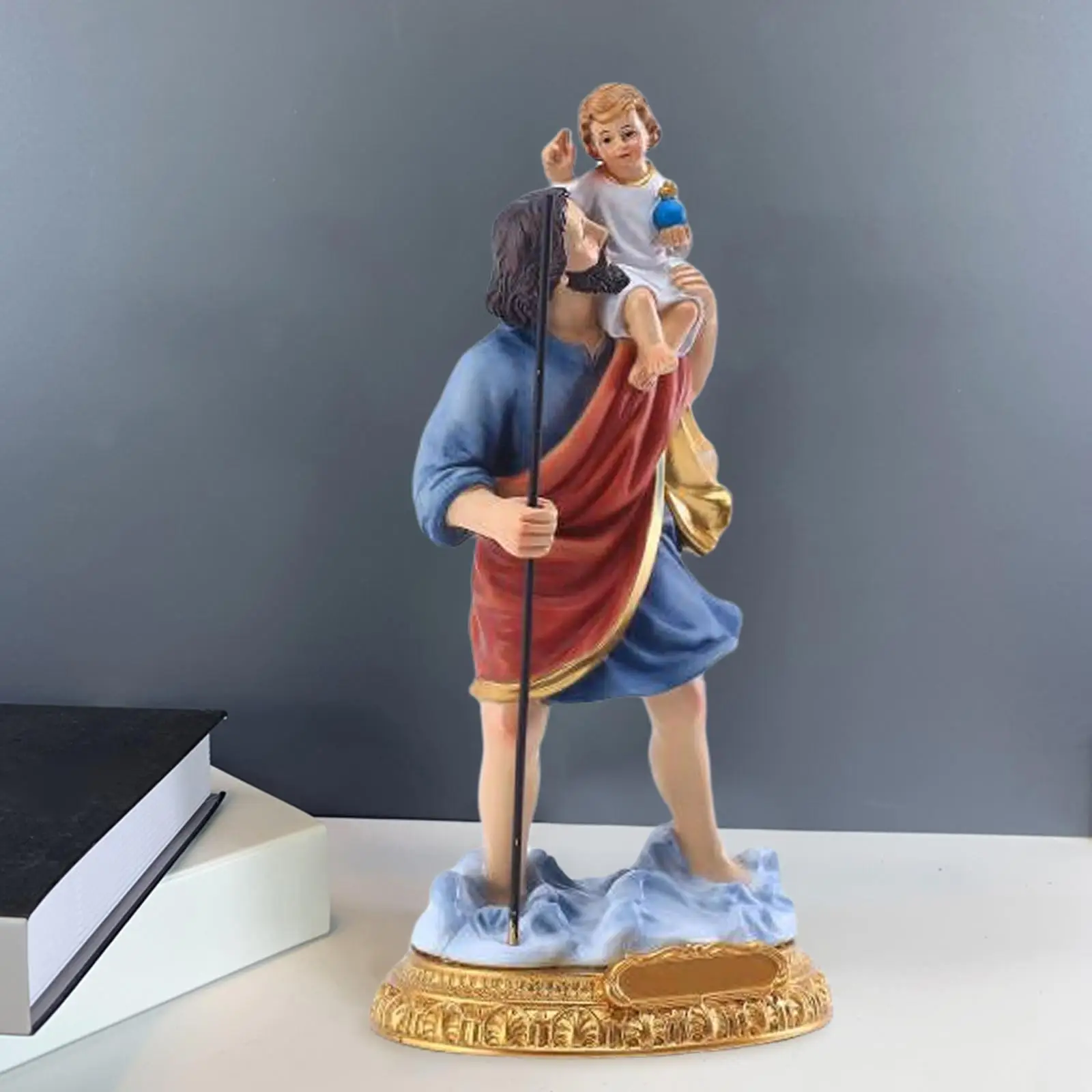 Resin ST. Joseph with Child Jesus Statues Religious Decor Church Ornament for Church Table Living Room Office Gifts