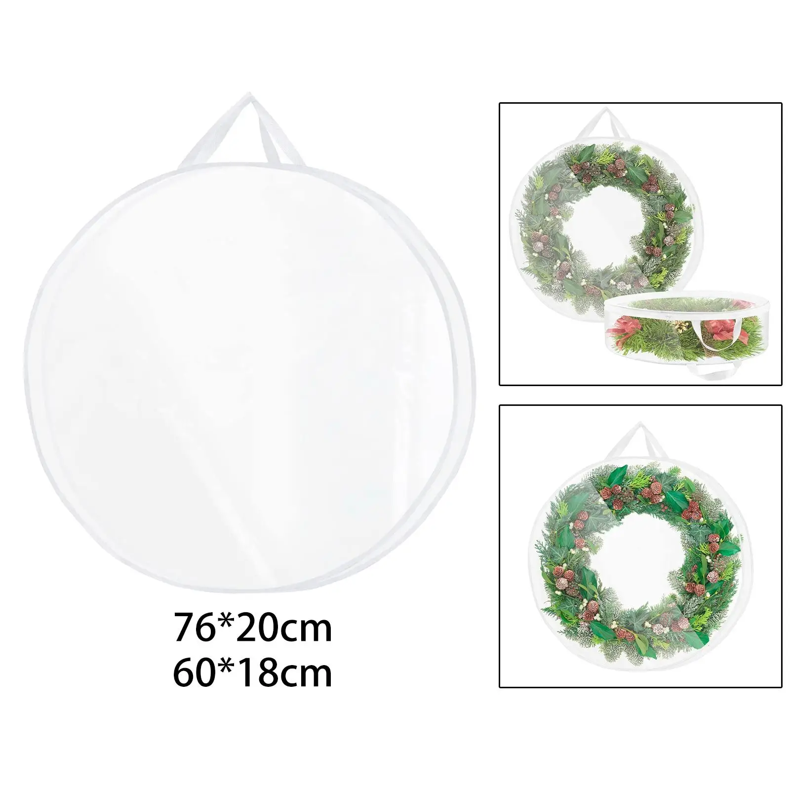 Wreath Storage Bags Round Reusable Portable Dual Zipper Christmas Wreath Storage Container for Xmas Seasonal Holiday Garland