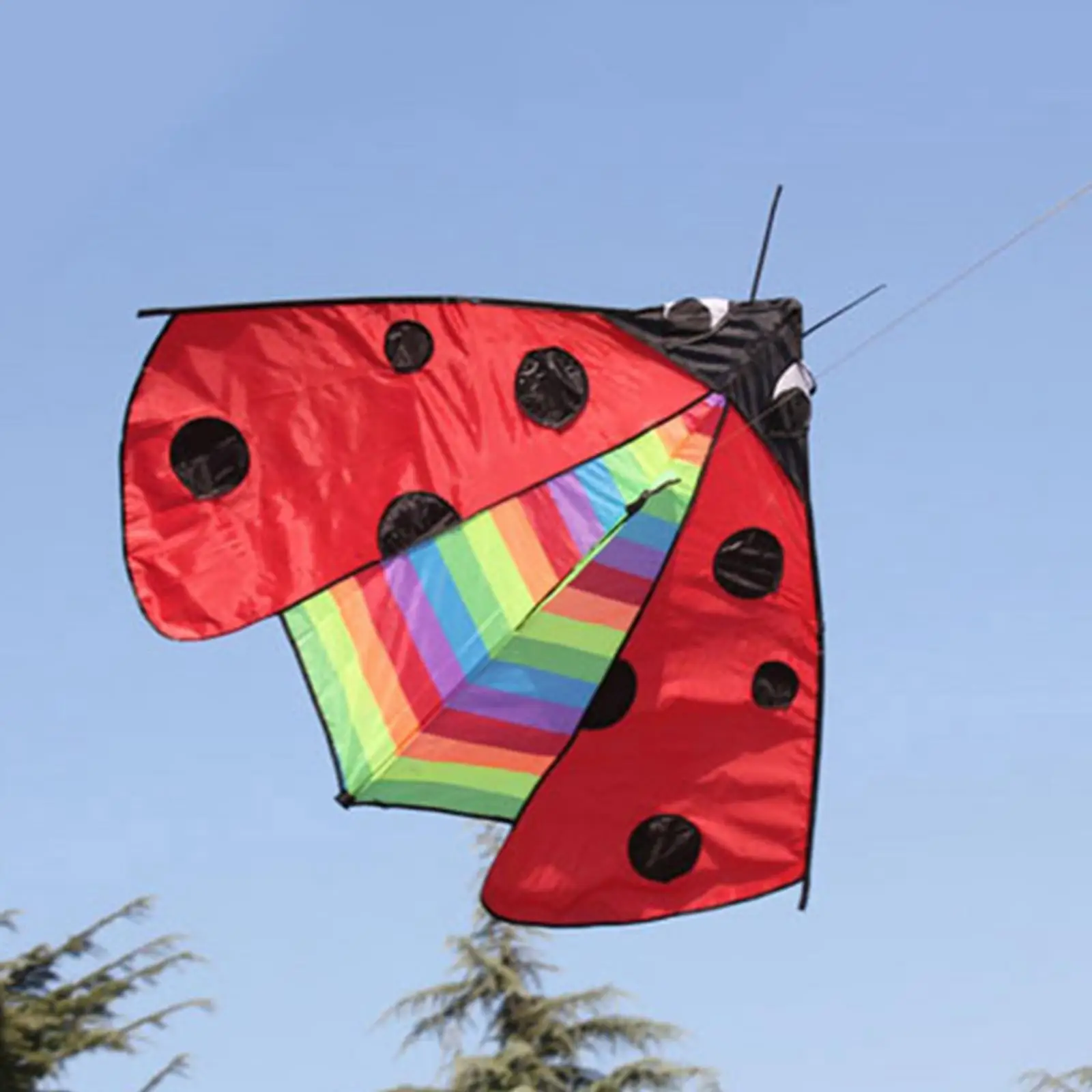 Large Triangle Ladybug Kite Fly Kite Easy Control Flying Toys Vivid Delta Kite for Park Garden Family Trips Beach Outdoor