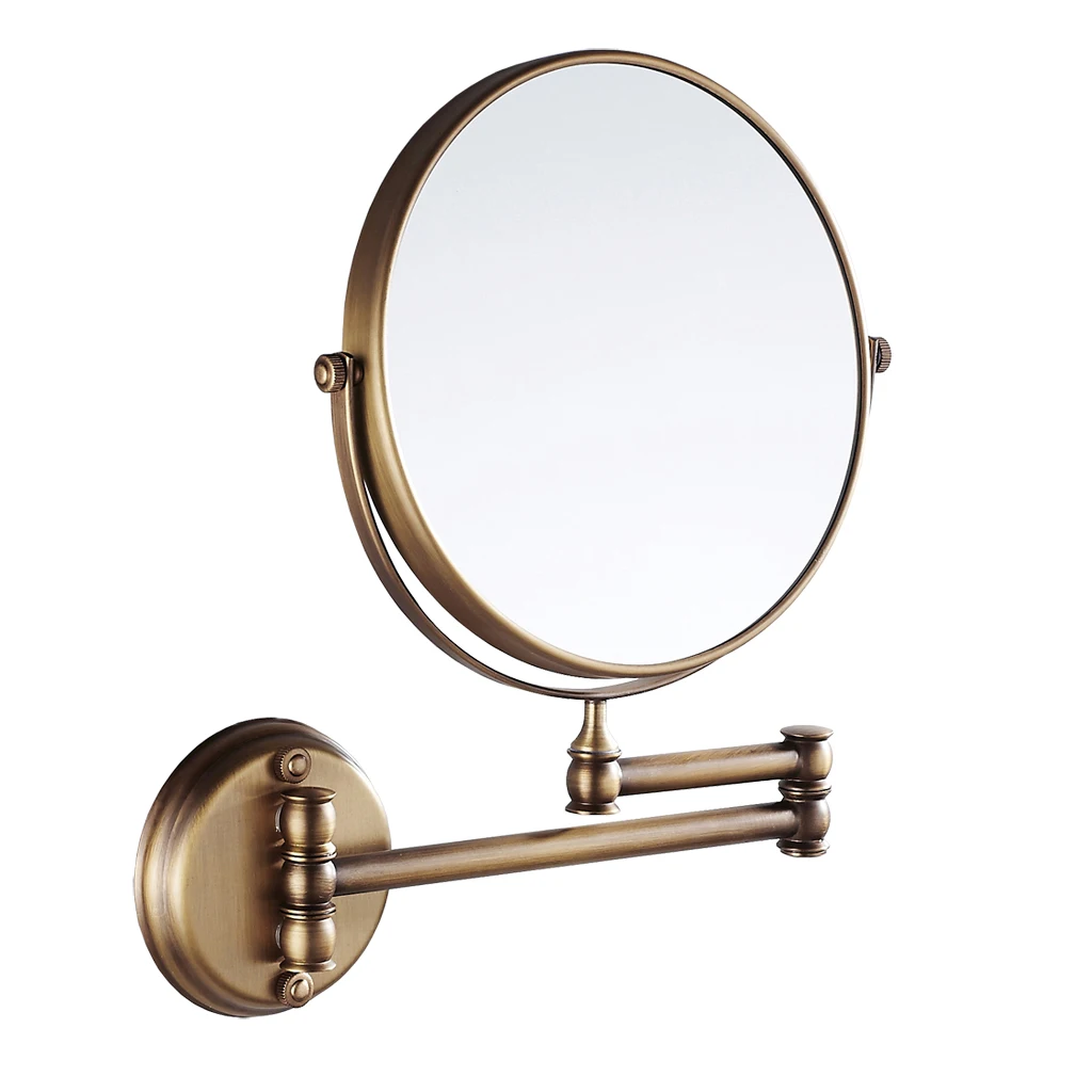 Bathroom Wall Mounted Magnifying Dual Side Adjustable Makeup Mirror - Gold/Black/Antique/Chrome Optional