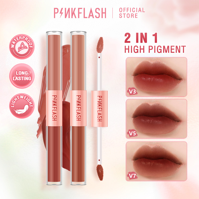 Best of PINKFLASH 2 In 1 Dual-head Velvet Liquid Lipstick Long-lasting Matte Lip Gloss High Pigment Lightweight Liptint Makeup Cosmetics Reviews & Tips