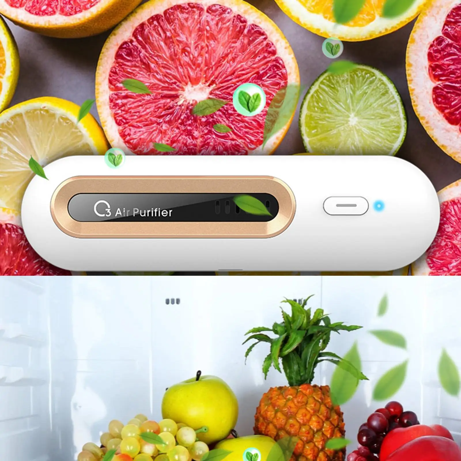 Portable Ozonator USB Refrigerator Purifier Food Preservation Odor Remover for Household, Car, Home, Cabinet, Bathroom