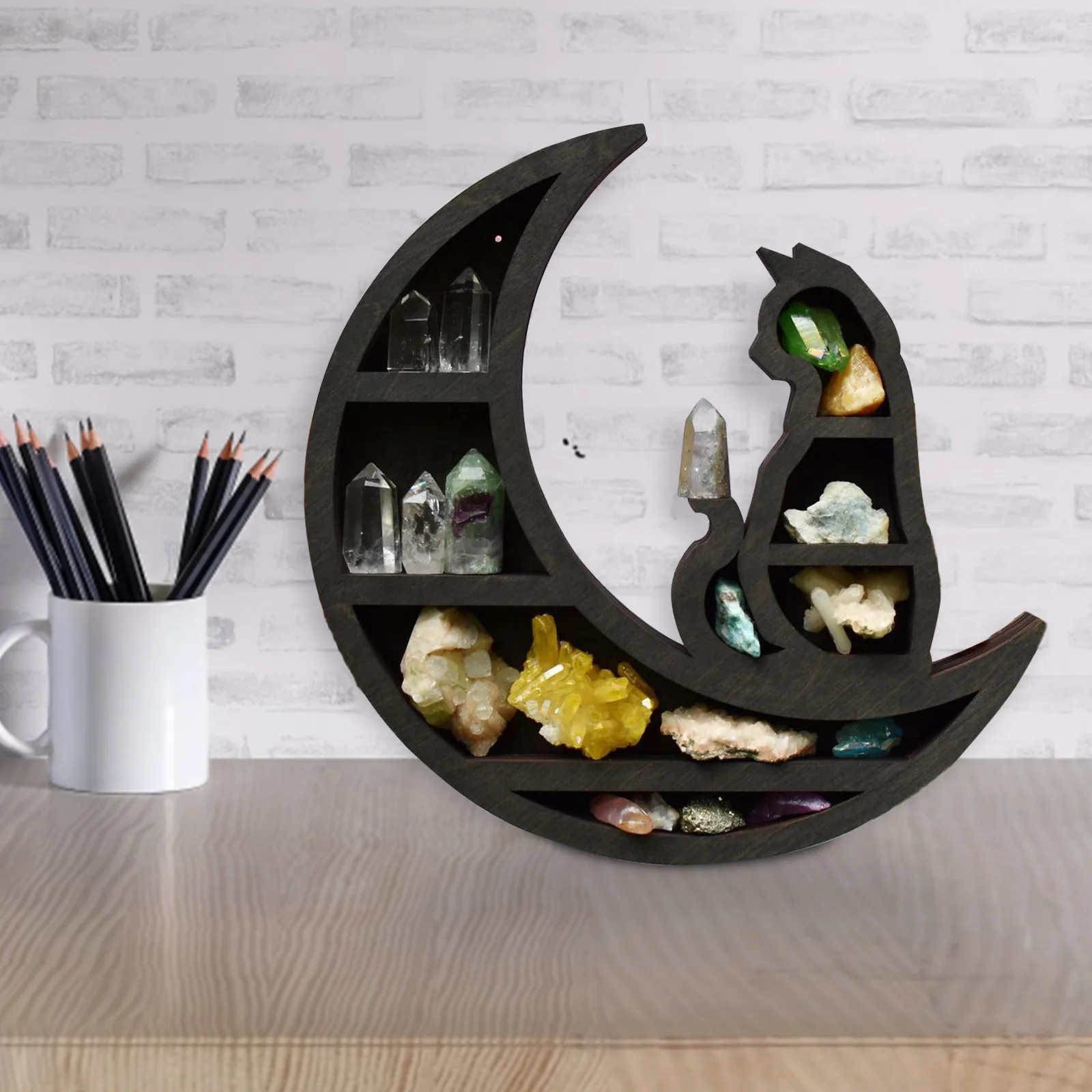 Cat and Moon Wooden Shelf for home decor5