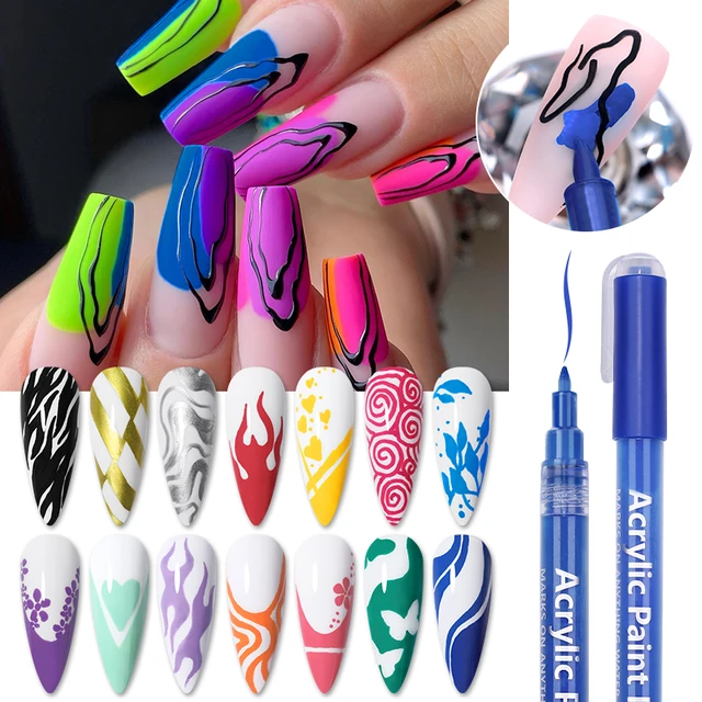 16 cores 3D Nail Art Pen para nail art DIY Design Desenho Pintando Unha Gel  Gel Polonês Marcador Caneta Pregação Ferramentas de Decoração manicure