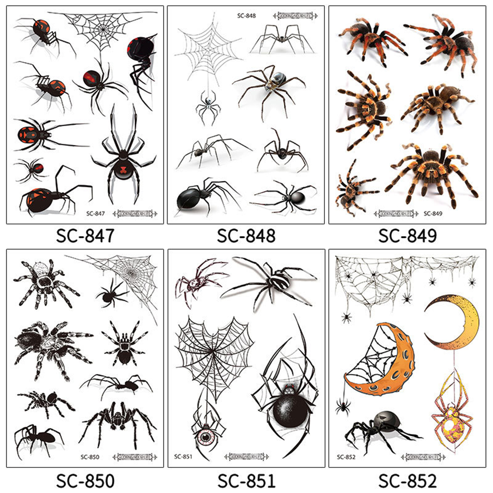 Best of Newest Cool Spider Tattoo Stickers 12 Different Styles Tatoo Stickers Waterproof Temporary Gradient All Saints' Day Tattoo Stick Reviews & Tips