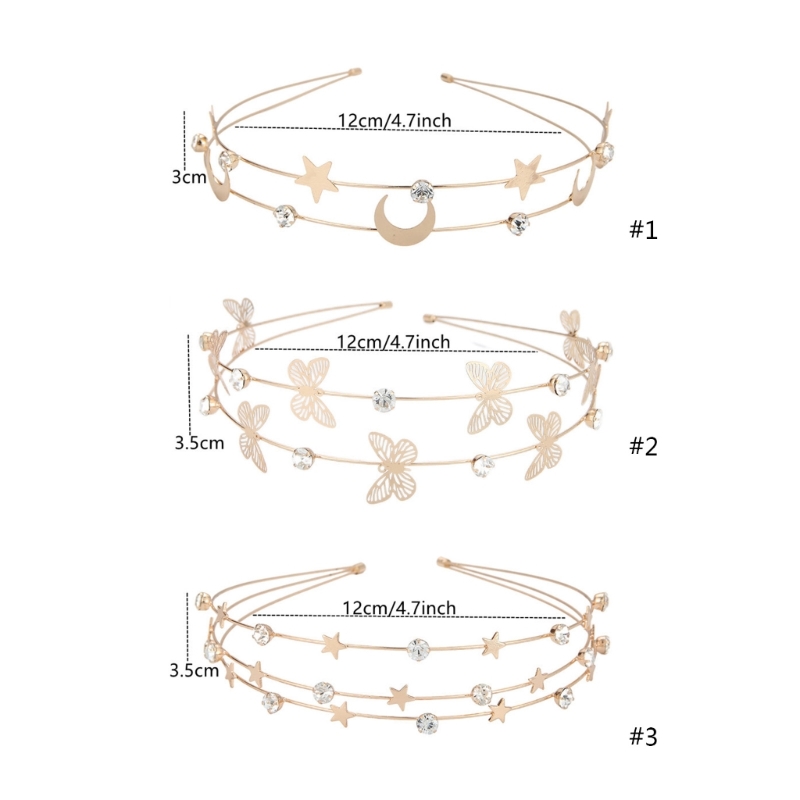 M2EA Haarband mit Mond Sterne Decor Dünne Seite Shinning Multi Layered Stirnband für Mädchen Hochzeit Party – Detail 6