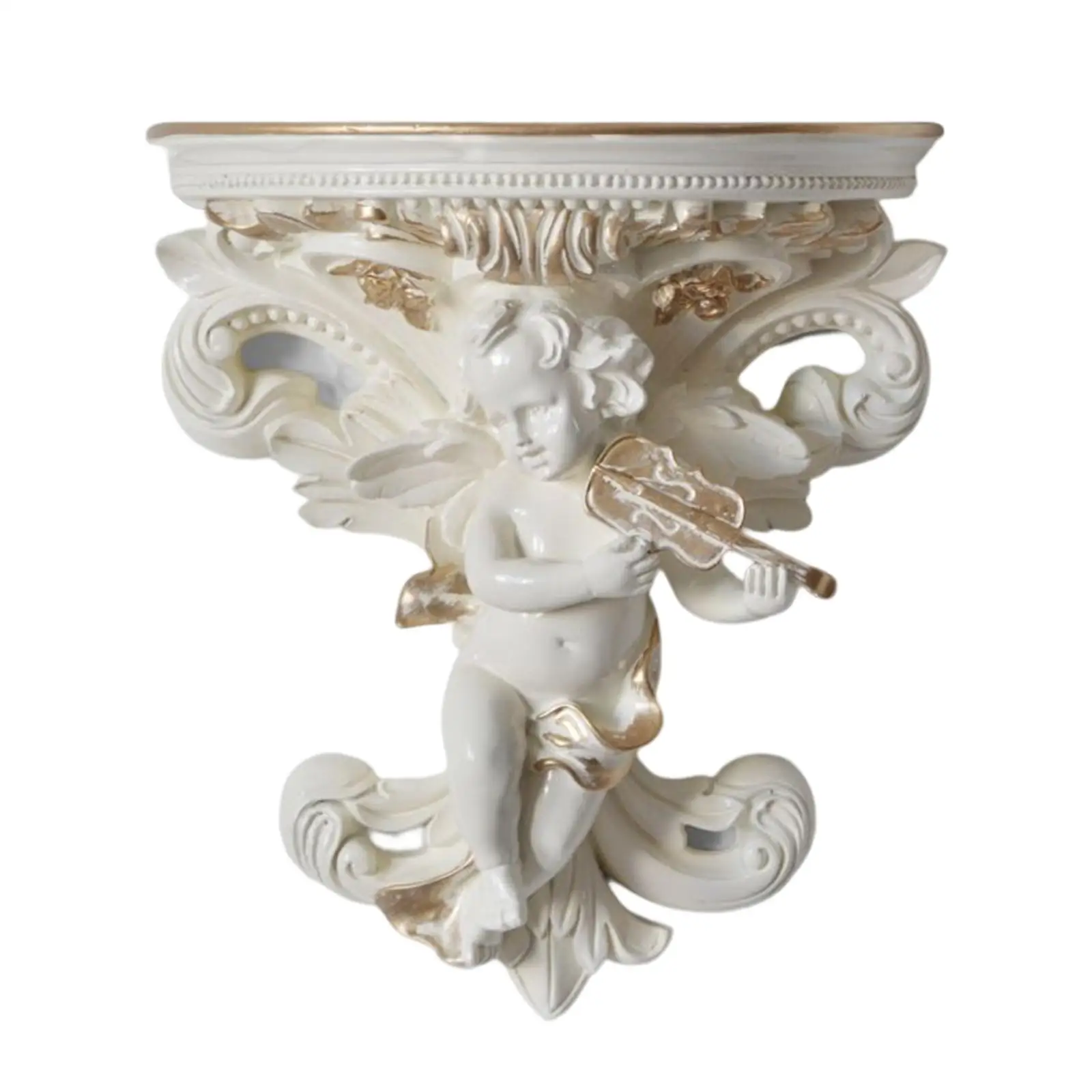 Decorative Wall Floating Shelf Angel Statue Wall Mount Resin Holder for Background Home Decor Bathroom Storage Wall Decoration