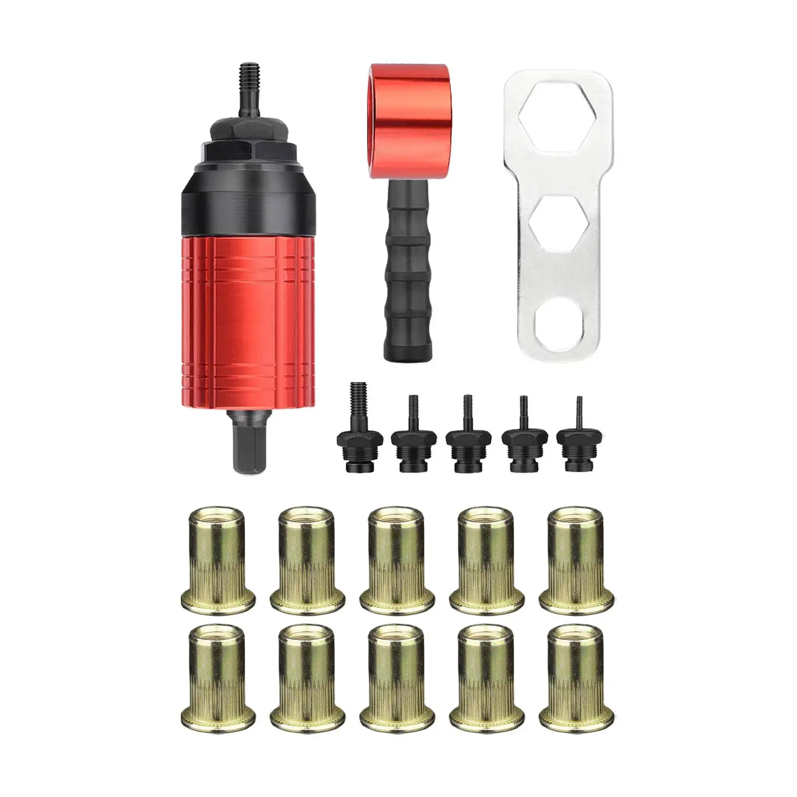 Rivet Nut Drill Adaptor Riveting Kits with 10 Rivet Nuts Thread Insert