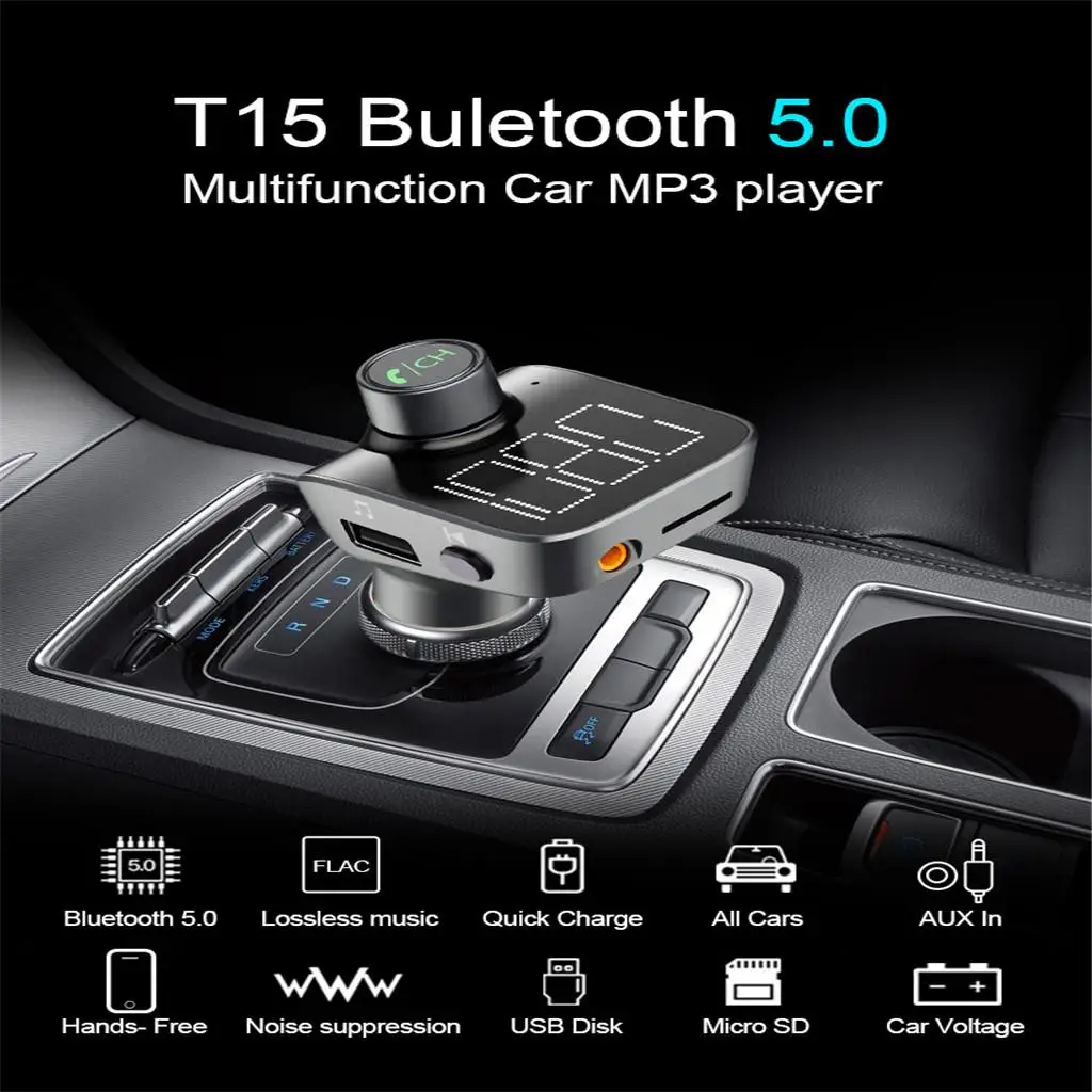 MagiDeal Bluetooth 5.0 AUX Receiver Car MP3 Player FM Transmitter Dual USB