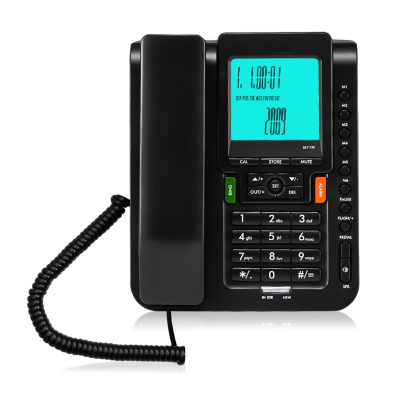 Sf9a0f28b46d24ac082d7e683f079042eB - Office Phone Fixed Landline Telephone Desk Display Number Storage Wide Display For Home Office Hotel Restaurant