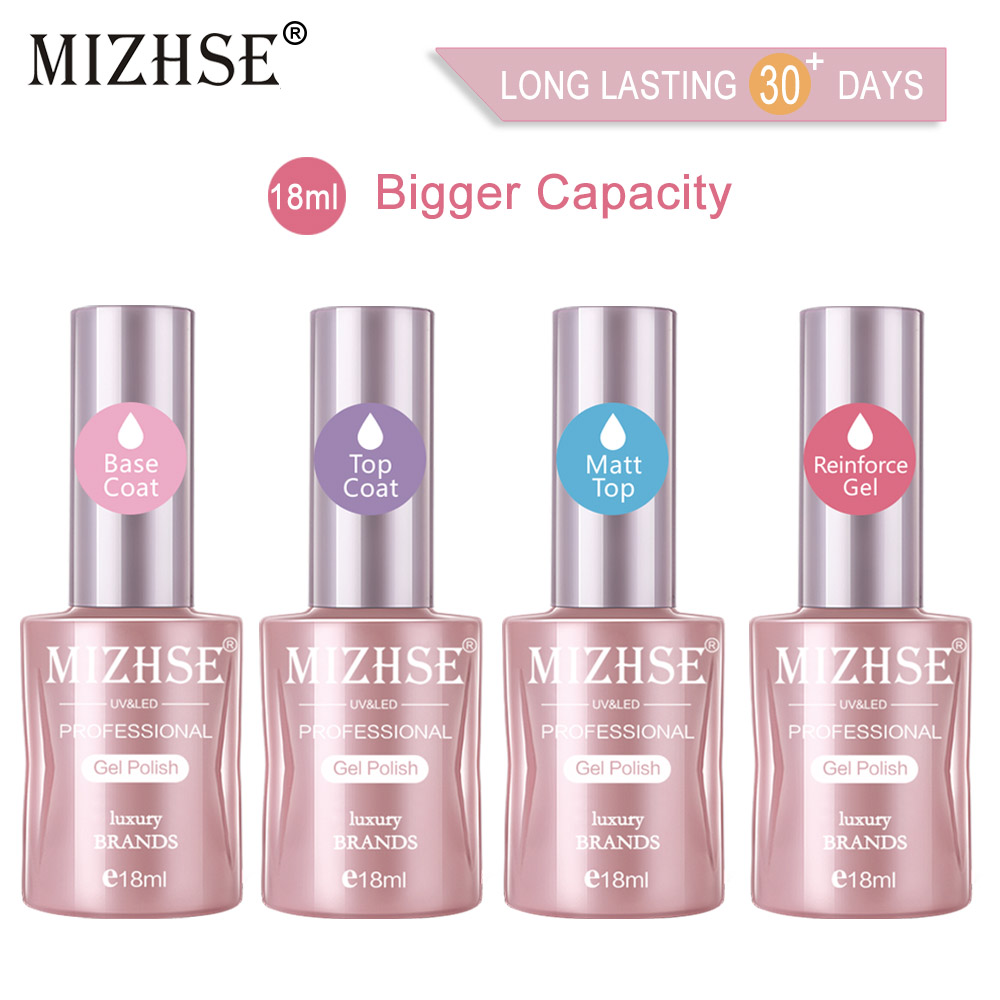 Best of MIZHSE 18ML Base And Top Coat Gel Nail Polish UV Gel Transparent Soak Off Primer Gel Polish Long Lasting Gel Lacquer Nails Art Reviews & Tips