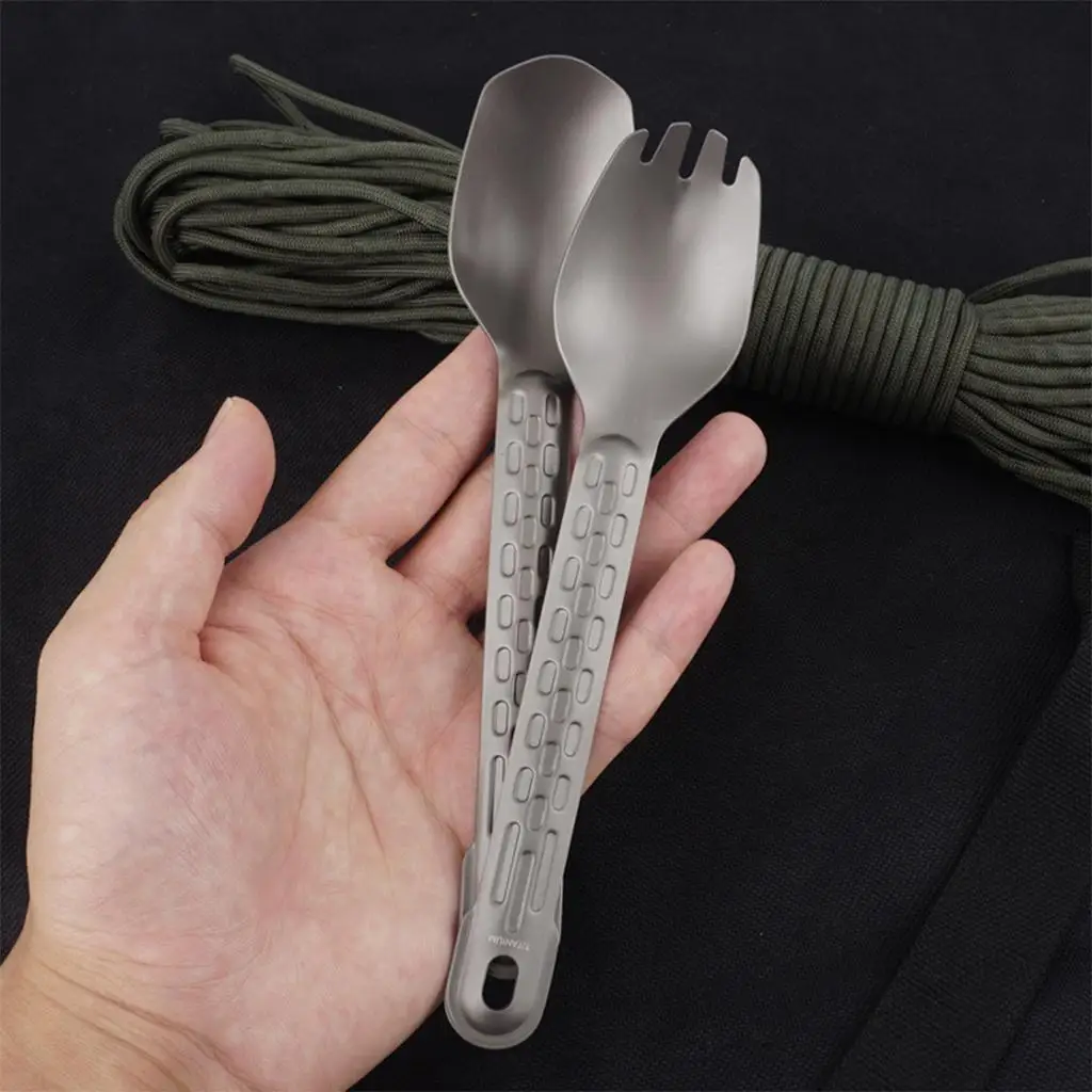 Camping Tableware Titanium Spoon and Fork Lightweight for Picnic Tools