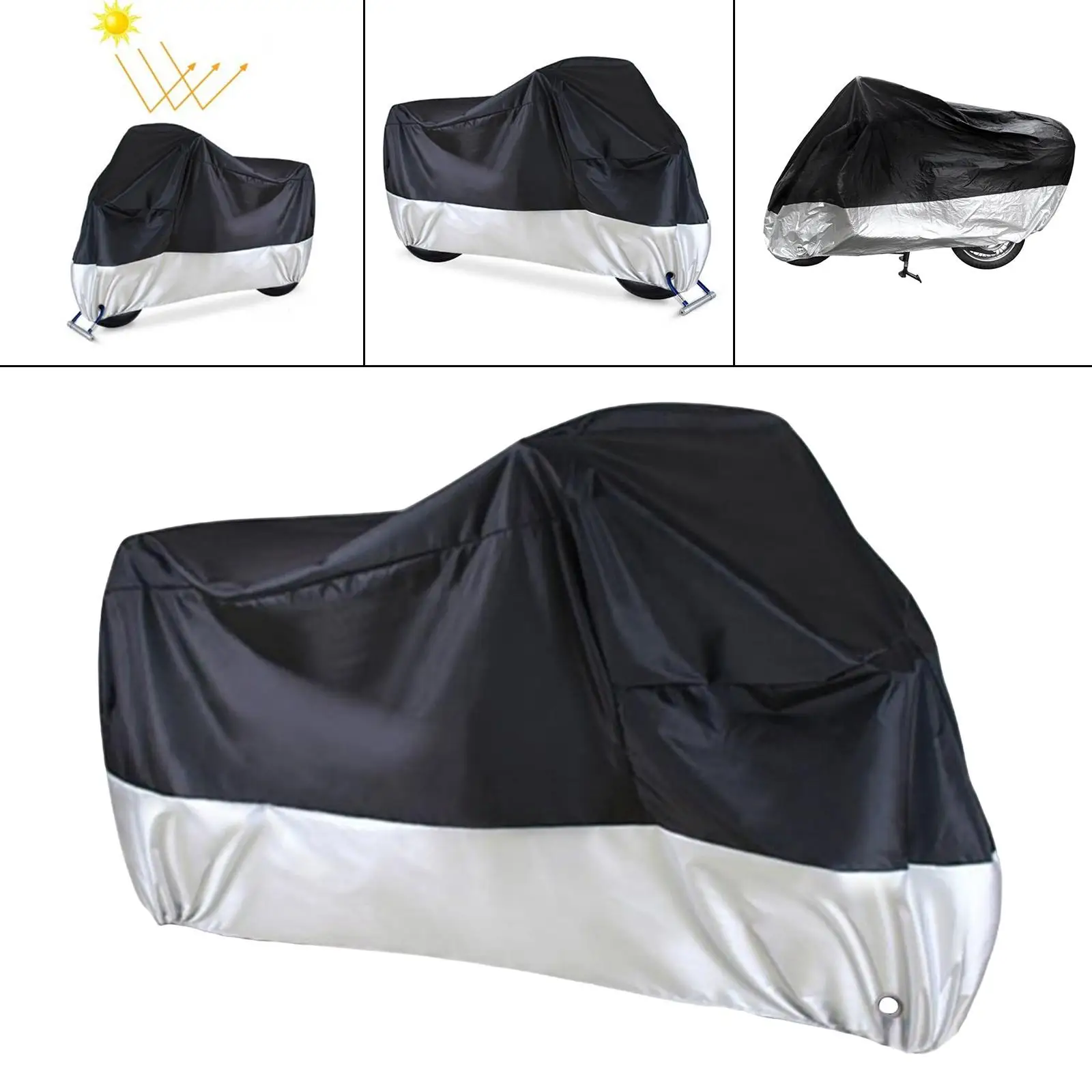 Motorcycle Cover Lightweight 109T Polyester Taffeta PU with Reserved Lock Hole Premium Motorbike Dust  for Large Motorcycles