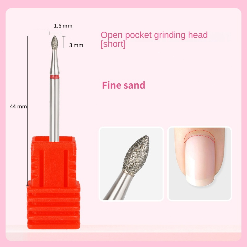 Description Picture 4 of itemFine Diamond Nail Drill Bits Flame Shape Russian Mills Cuticle Clean Burr Electric Manicure Drills Nails Accessories