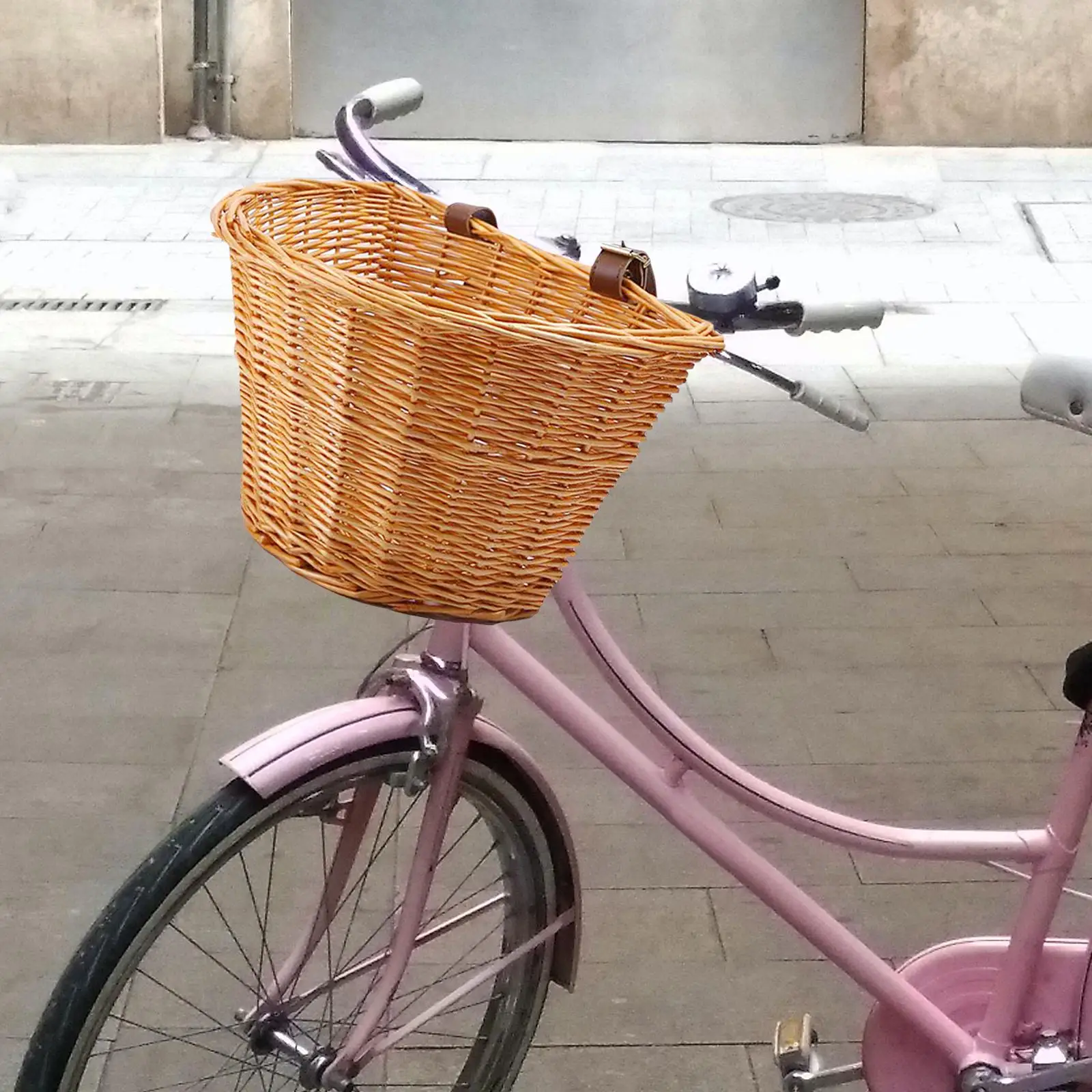 bike basket cycling front handlebar vintage wicker woven storage