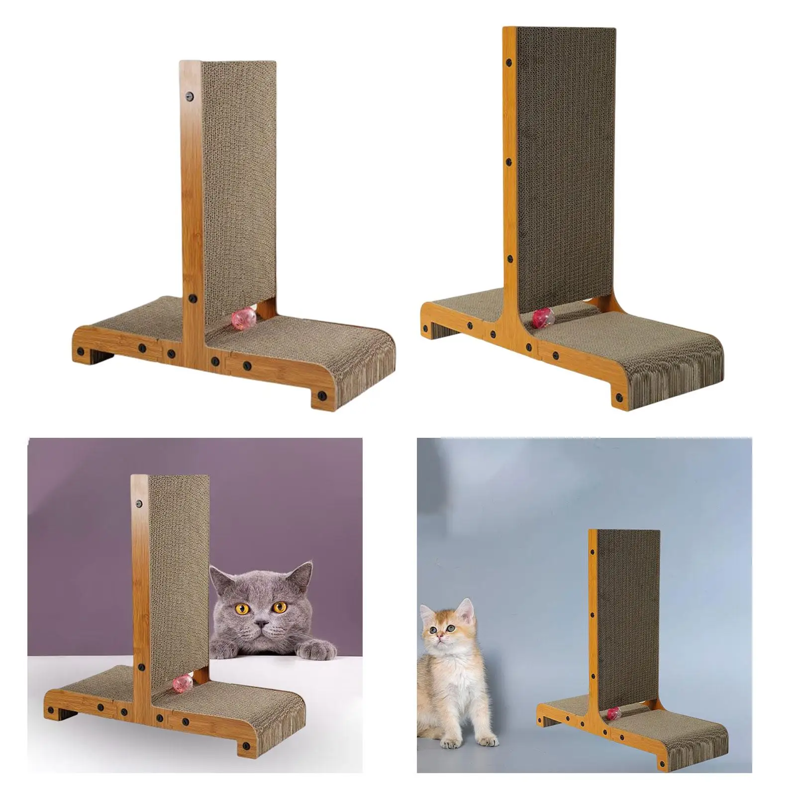 Standing Cat Scratcher Scratching Posts Scratching Cardboard Durable with Ball Toy for Indoor Cats Kitty Kitten Pet Supplies