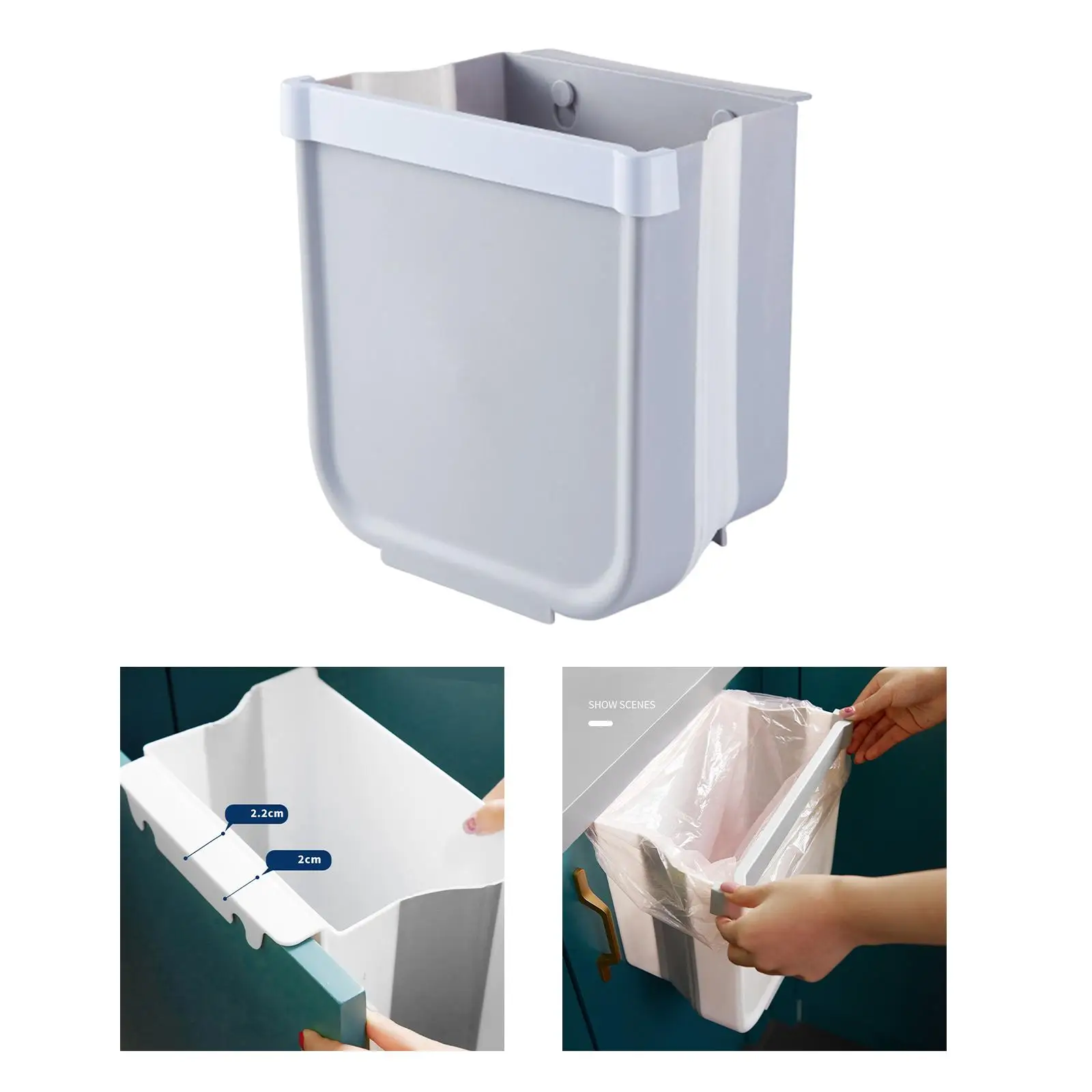 Foldable Wall Mounted Trash Can Dustbin Garbage Can Waste Basket Hanging Waste Bin Small for Cabinet Car Camping Countertop Door