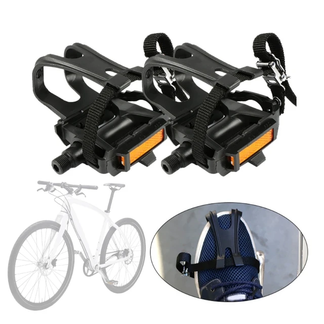 Pedales de bicicleta con clip para los dedos y correas, para bicicleta  estática, bicicleta de giro y bicicletas al aire libre, pedales de  bicicleta de