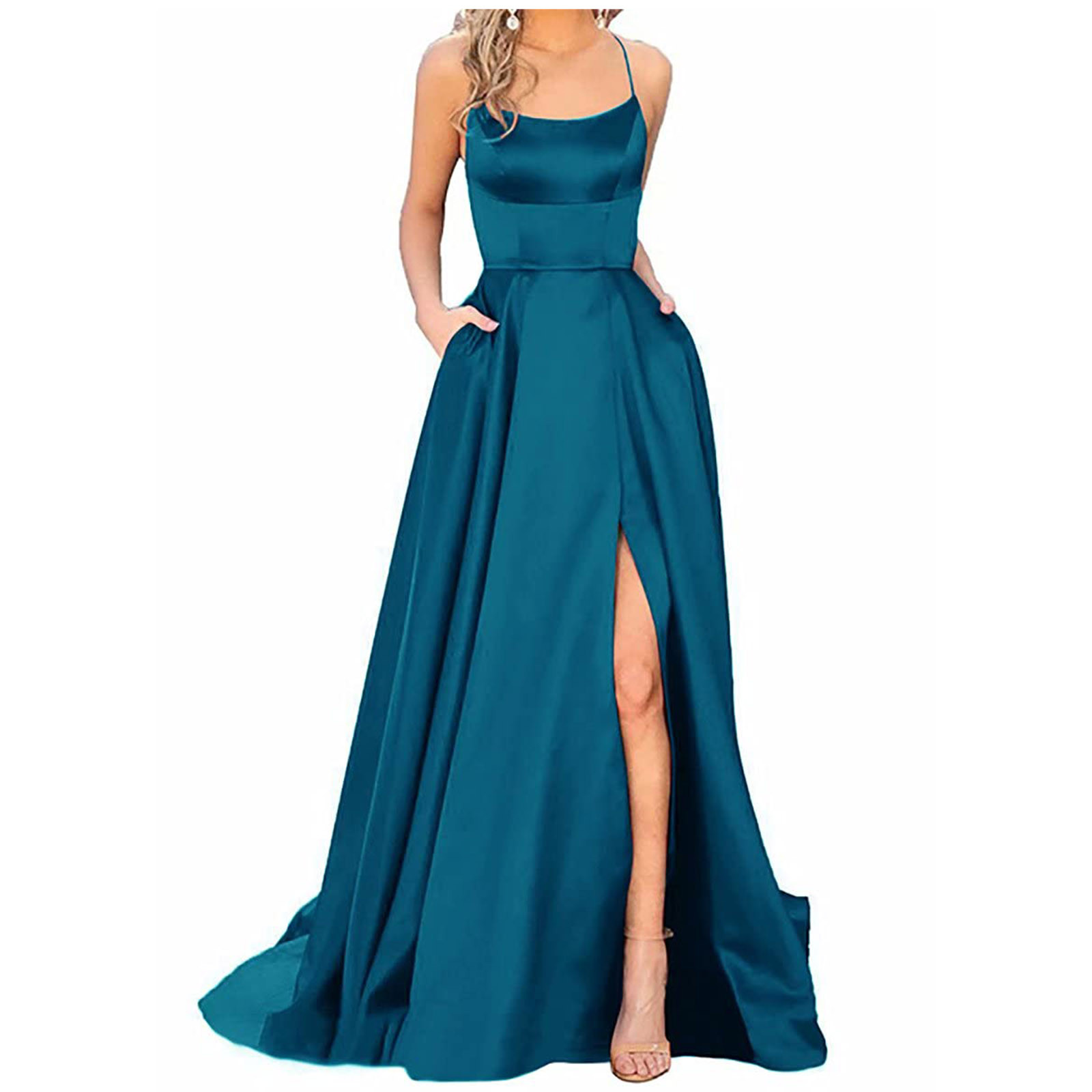 ombro, vestido de festa formal, vestido maxi