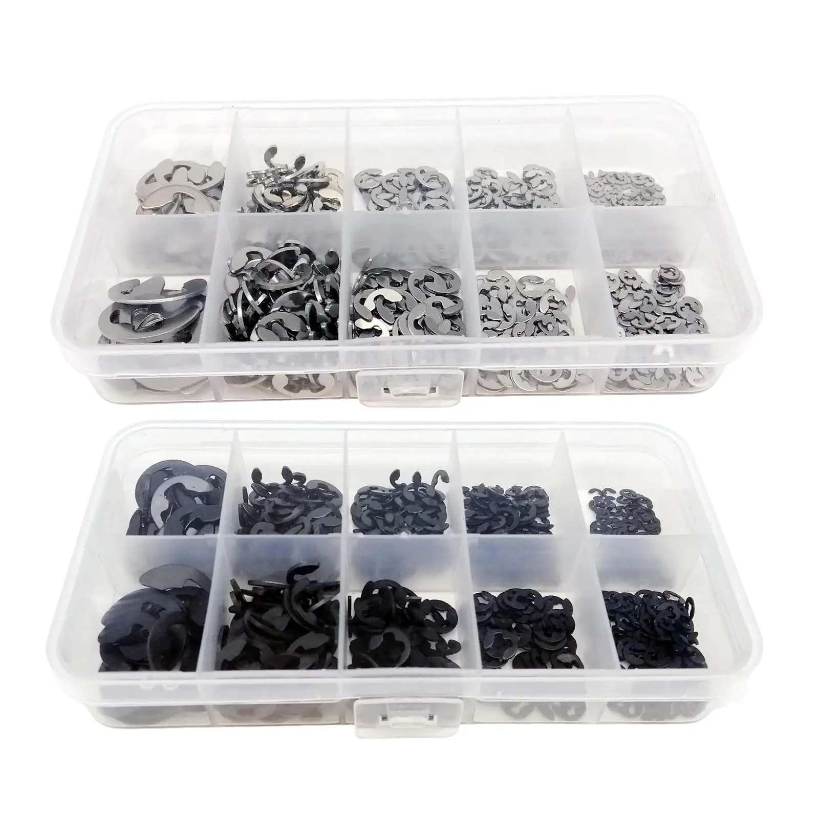 580 Pieces External Retaining Ring Sturdy Assortment Set E Shaped Buckle Ring Opening Snap Ring Circlip Set Circlip Washer