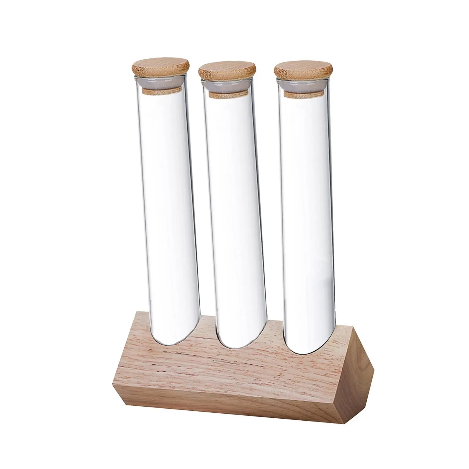Glass Test Tubes with Holder Rack Transparent with Lid Sealed Canister Tank for Kitchen Sweets Sugar Tea Spices