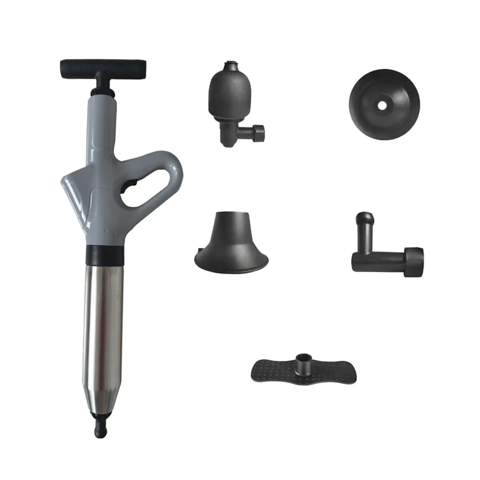 Toilet Air Pressure Plunger Pump with Interchangeable Plunger Heads High Pressure Air Drain Pipe Plunger for Sinks Washbasin
